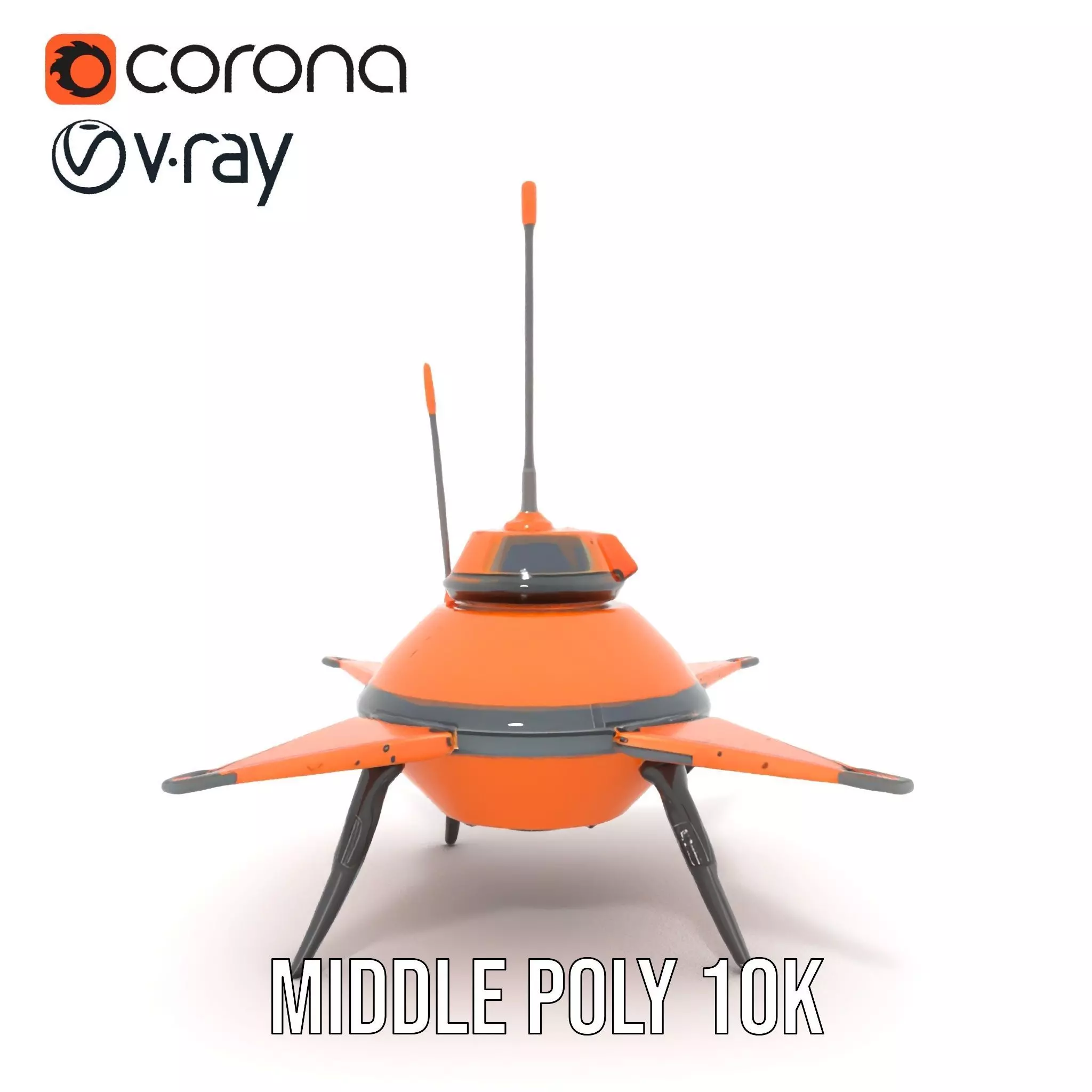 Orange Surveyor Drone model pack Low-poly 3D model_5