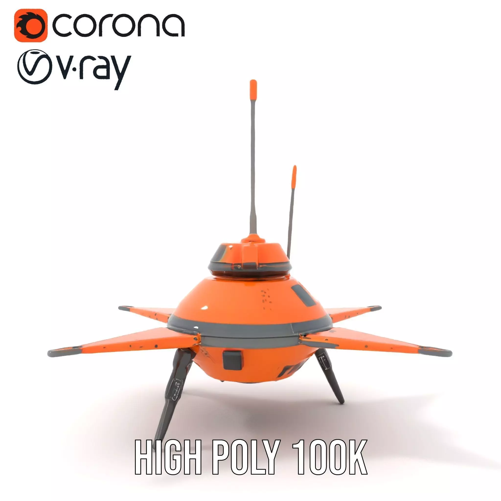 Orange Surveyor Drone model pack Low-poly 3D model_32