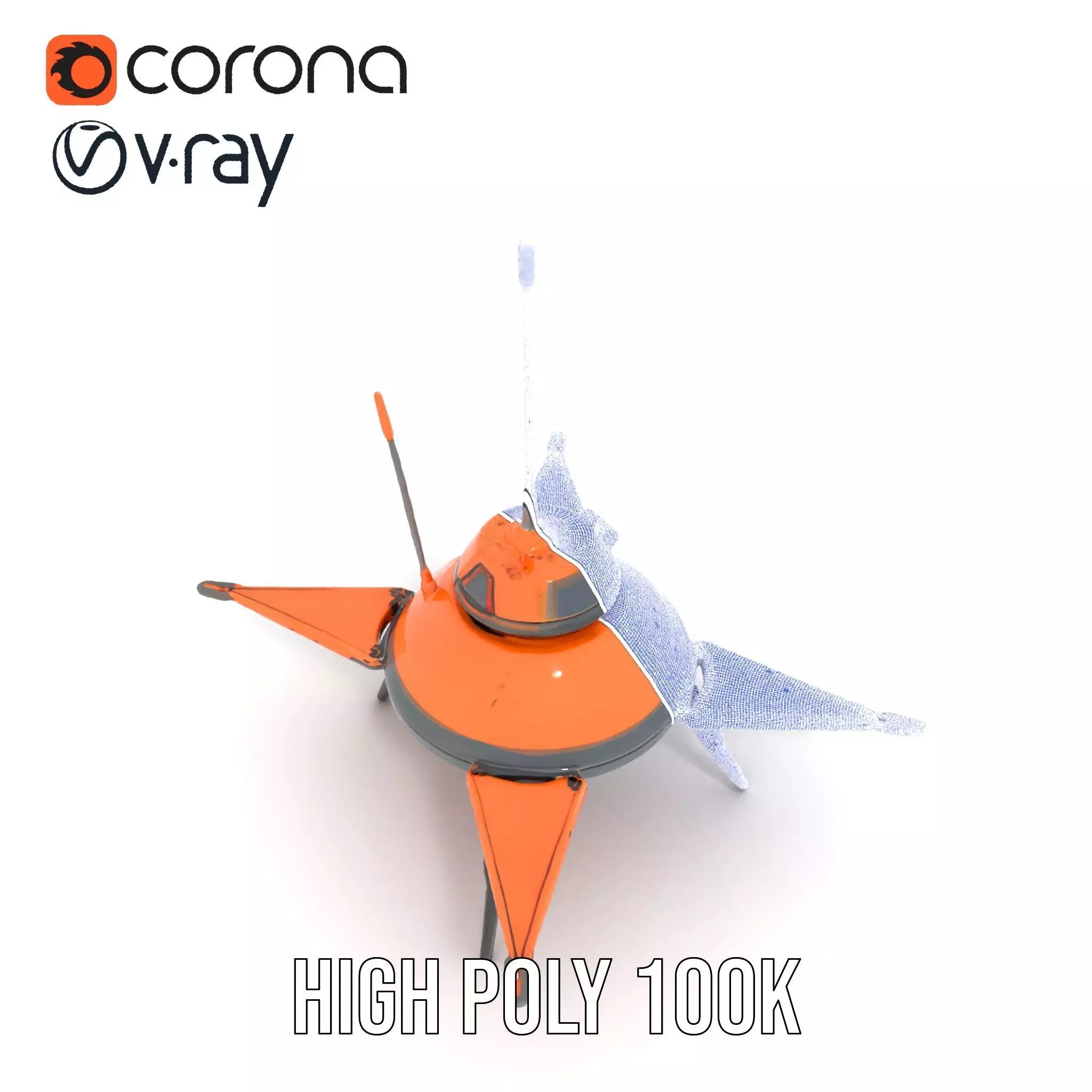 Orange Surveyor Drone model pack Low-poly 3D model_26