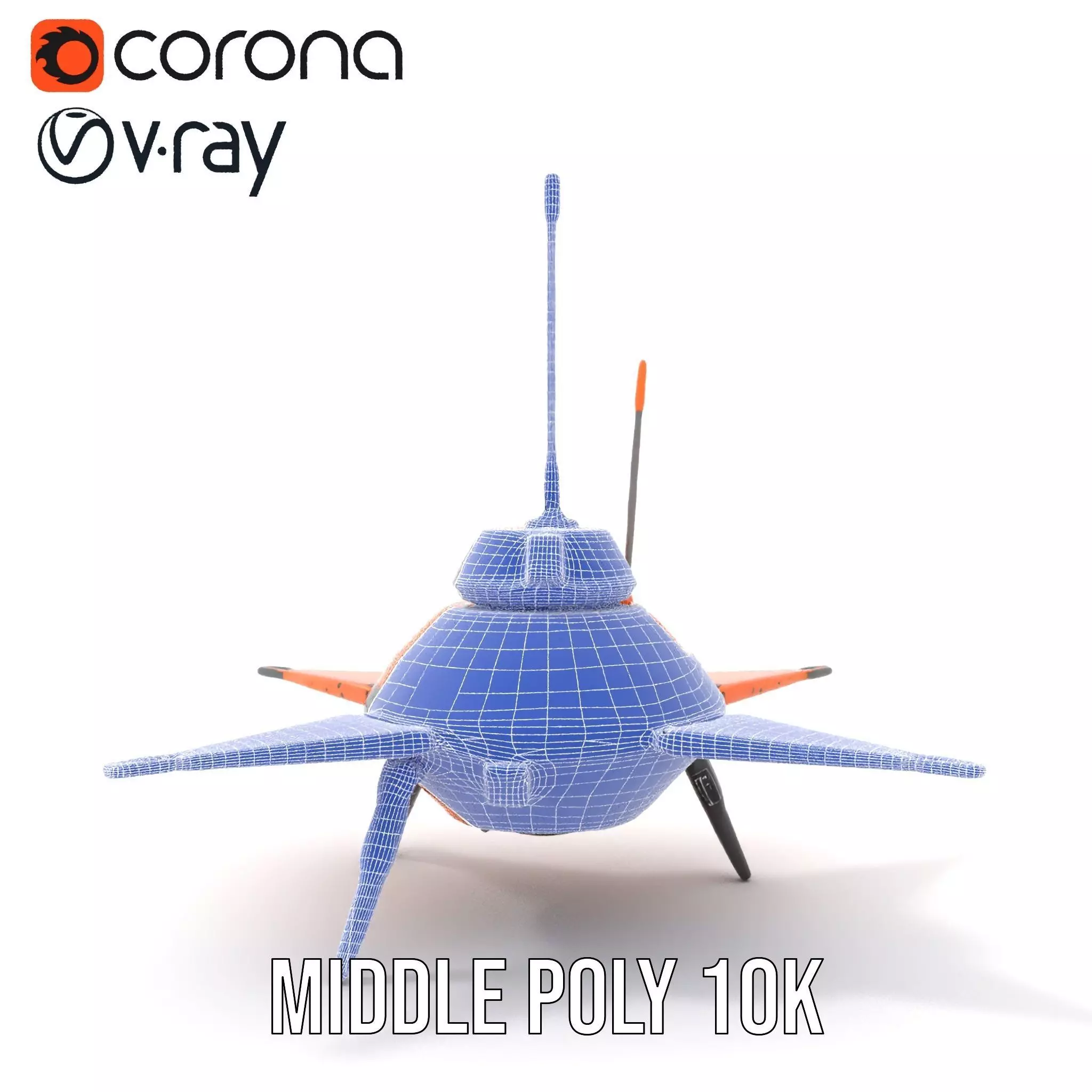 Orange Surveyor Drone model pack Low-poly 3D model_11