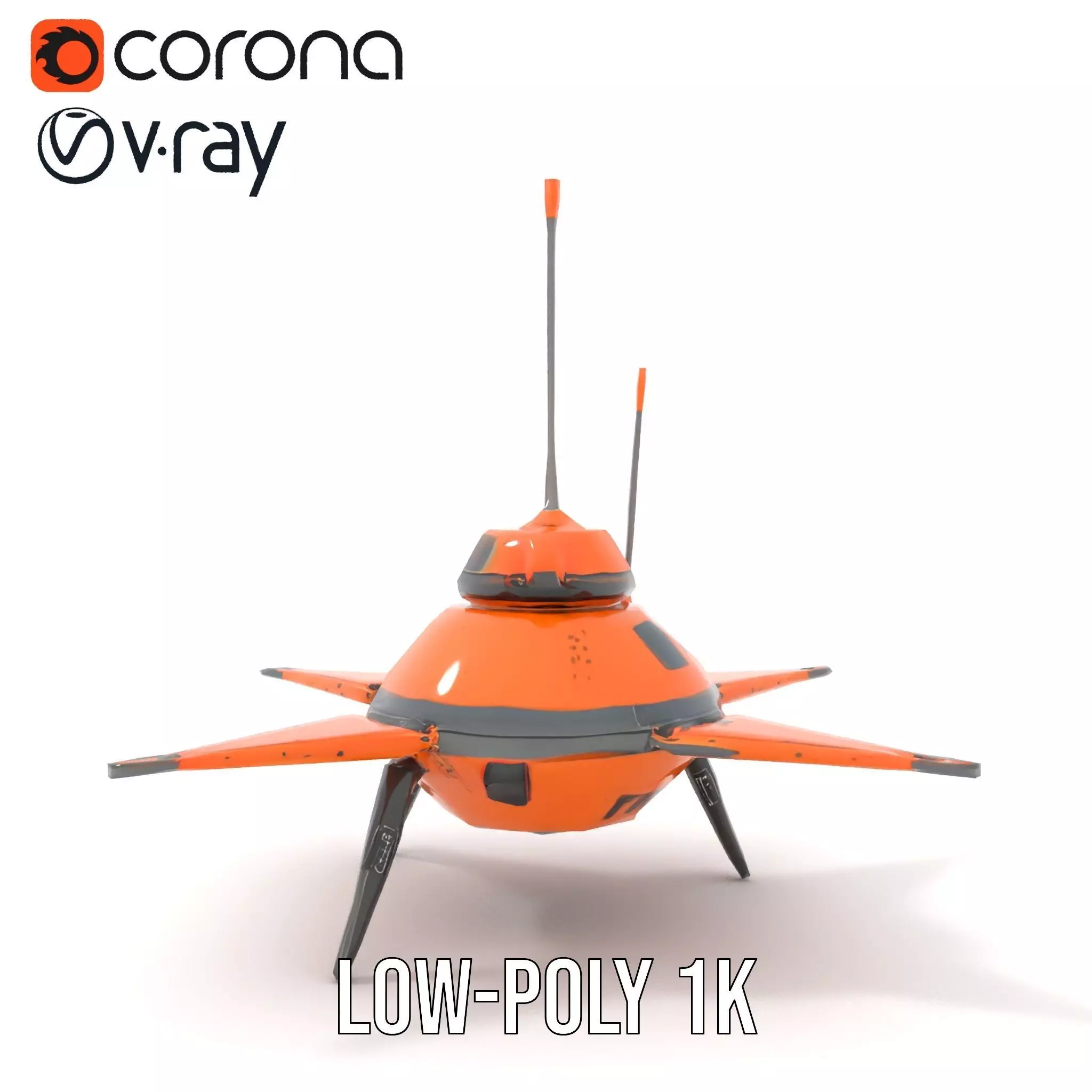 Orange Surveyor Drone model pack Low-poly 3D model_7