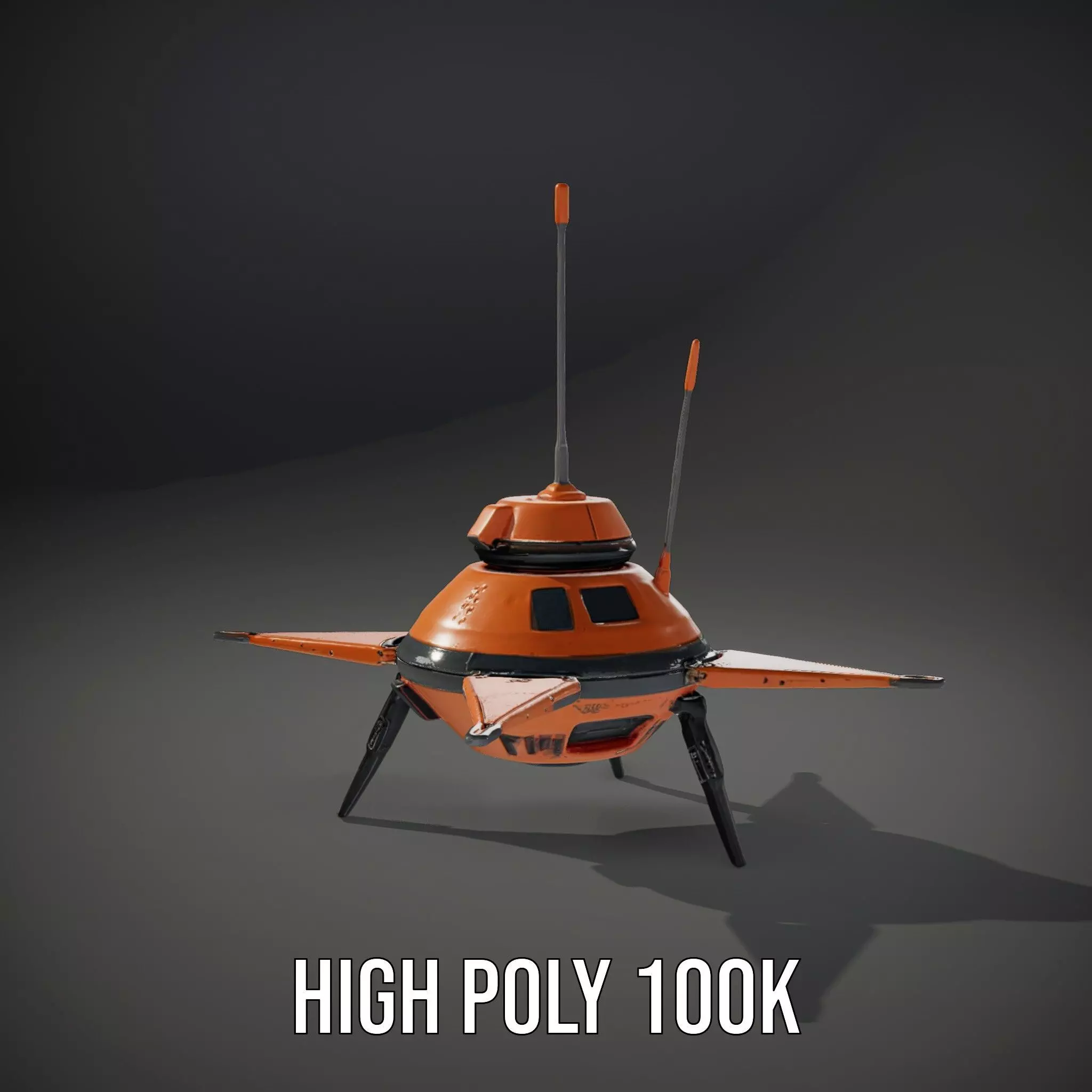 Orange Surveyor Drone model pack Low-poly 3D model_8