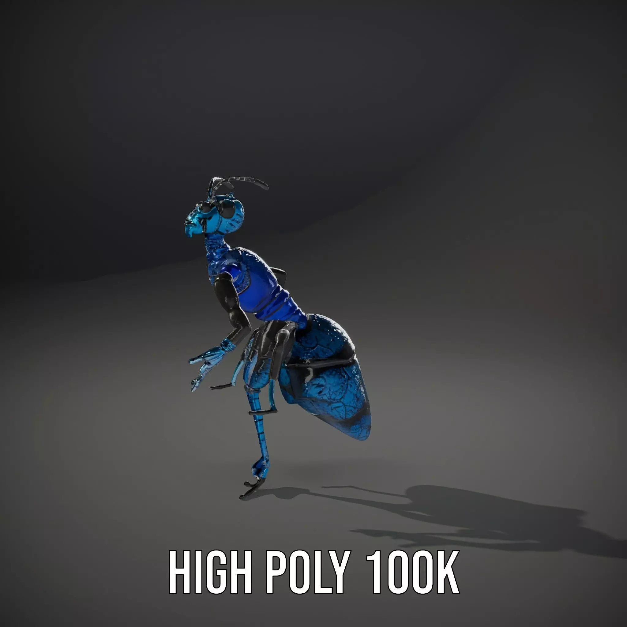 Blue Insectoid Robot model pack Low-poly 3D model_10