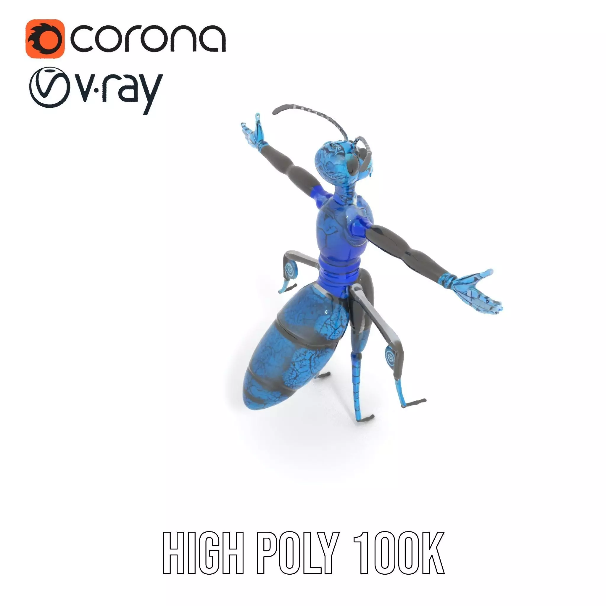 Blue Insectoid Robot model pack Low-poly 3D model_23