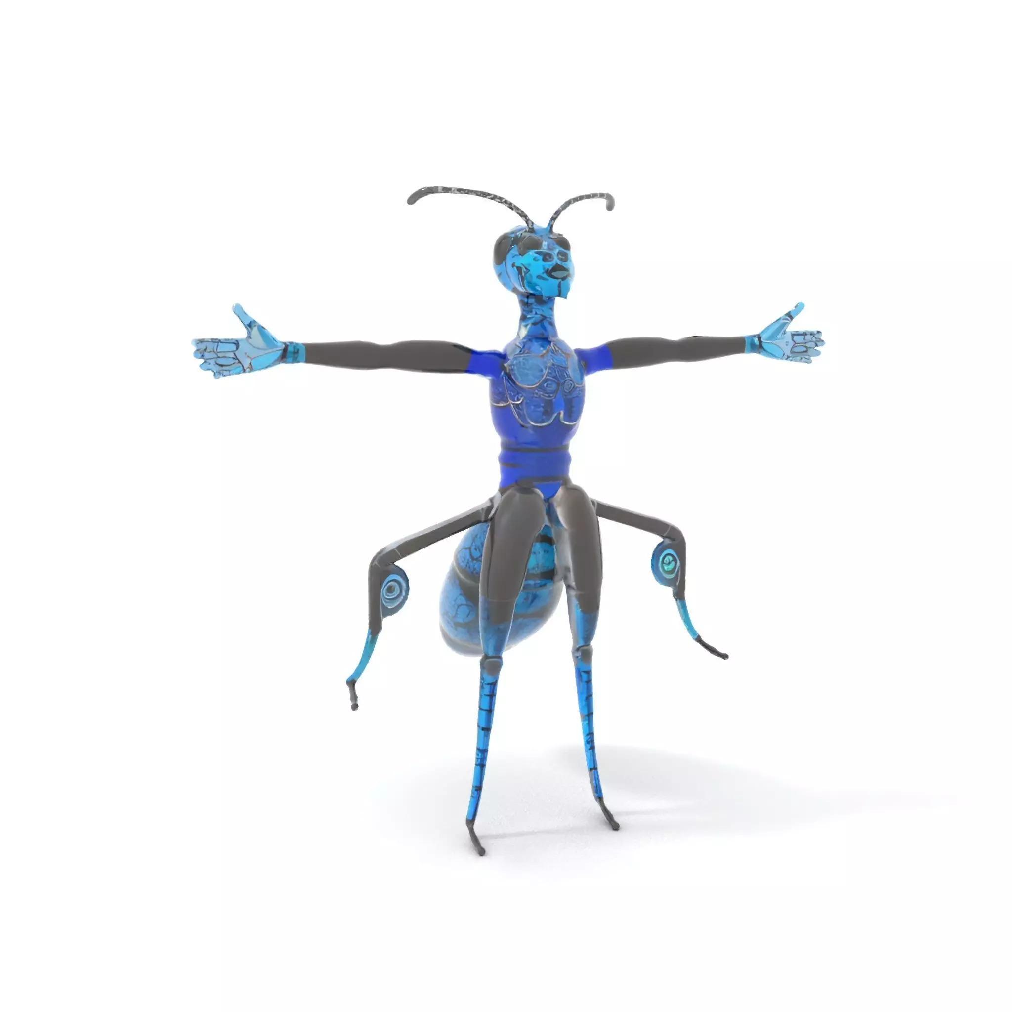 Blue Insectoid Robot model pack Low-poly 3D model_16