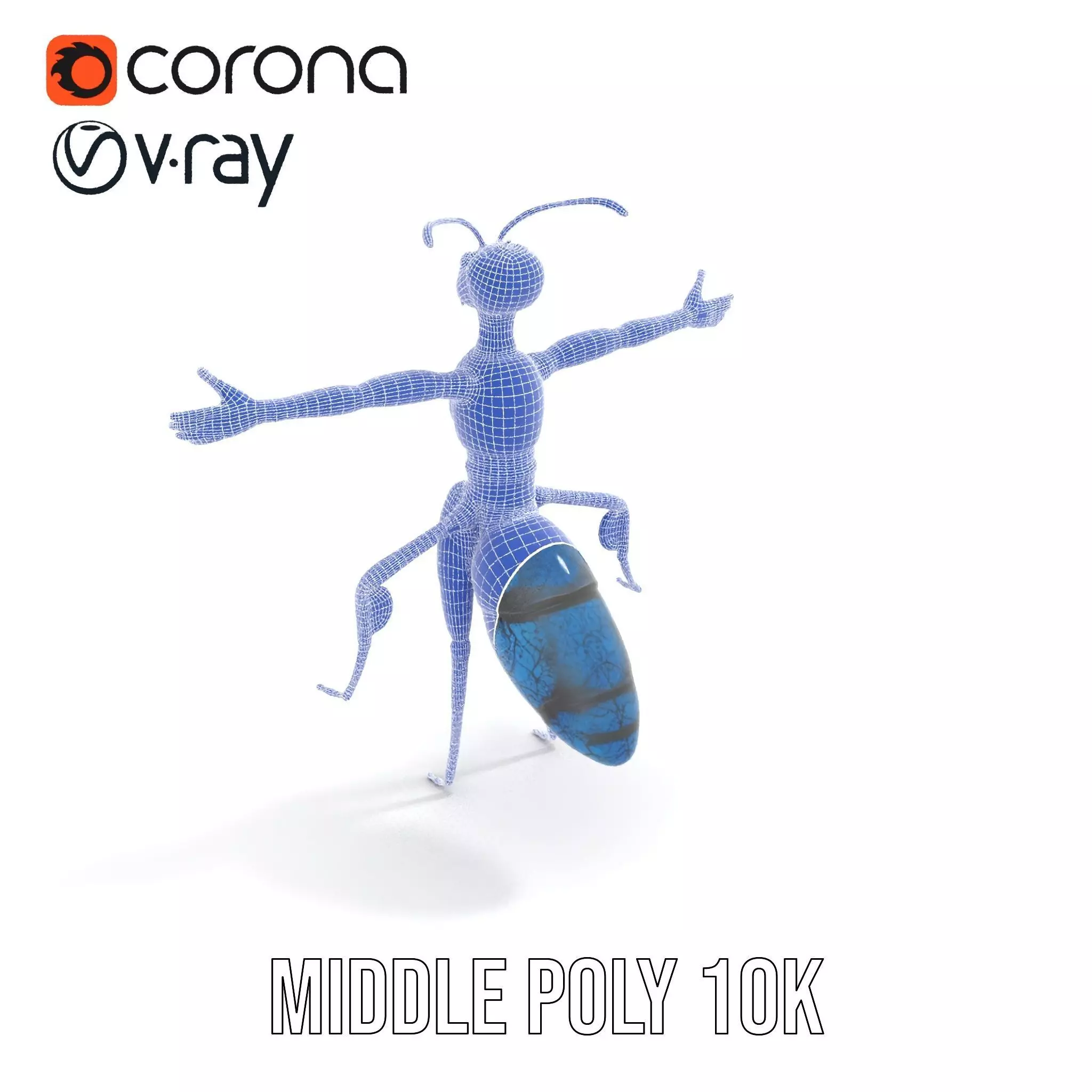 Blue Insectoid Robot model pack Low-poly 3D model_13