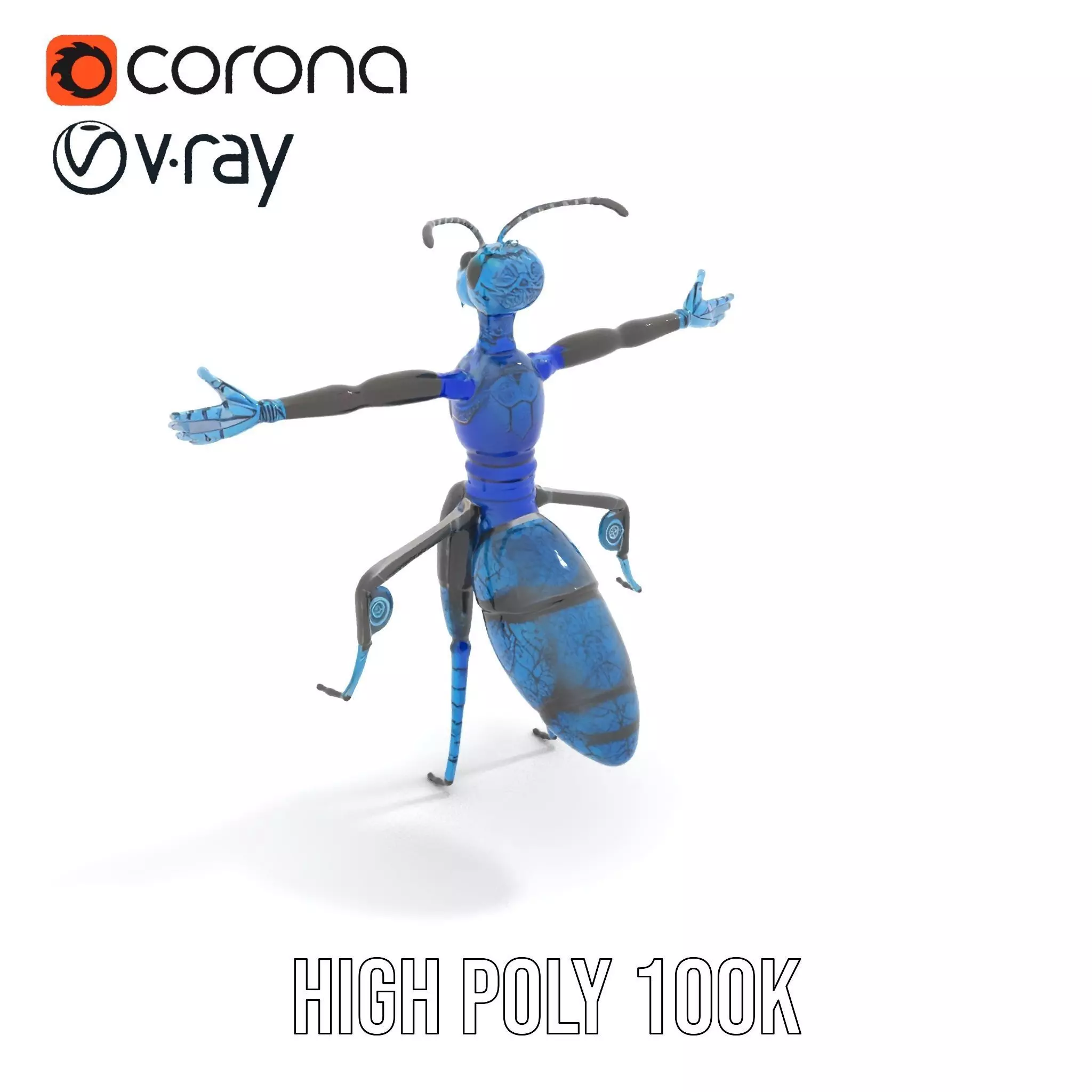 Blue Insectoid Robot model pack Low-poly 3D model_18