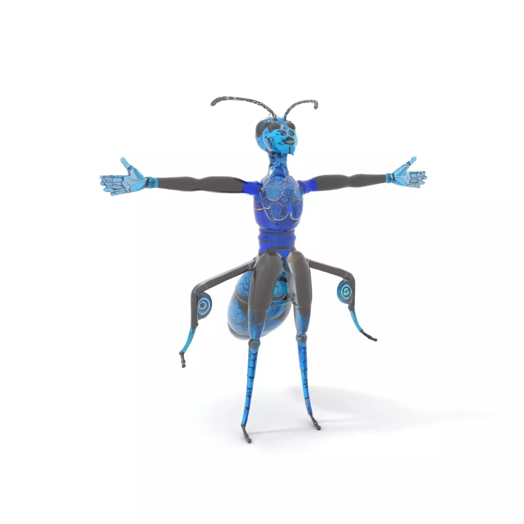 Blue Insectoid Robot model pack Low-poly 3D model_0