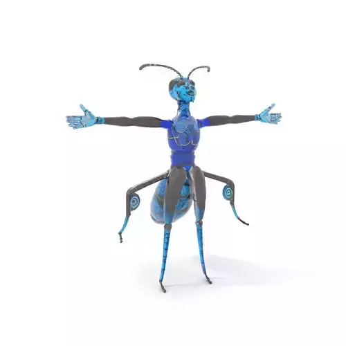 Blue Insectoid Robot model pack Low-poly 3D model