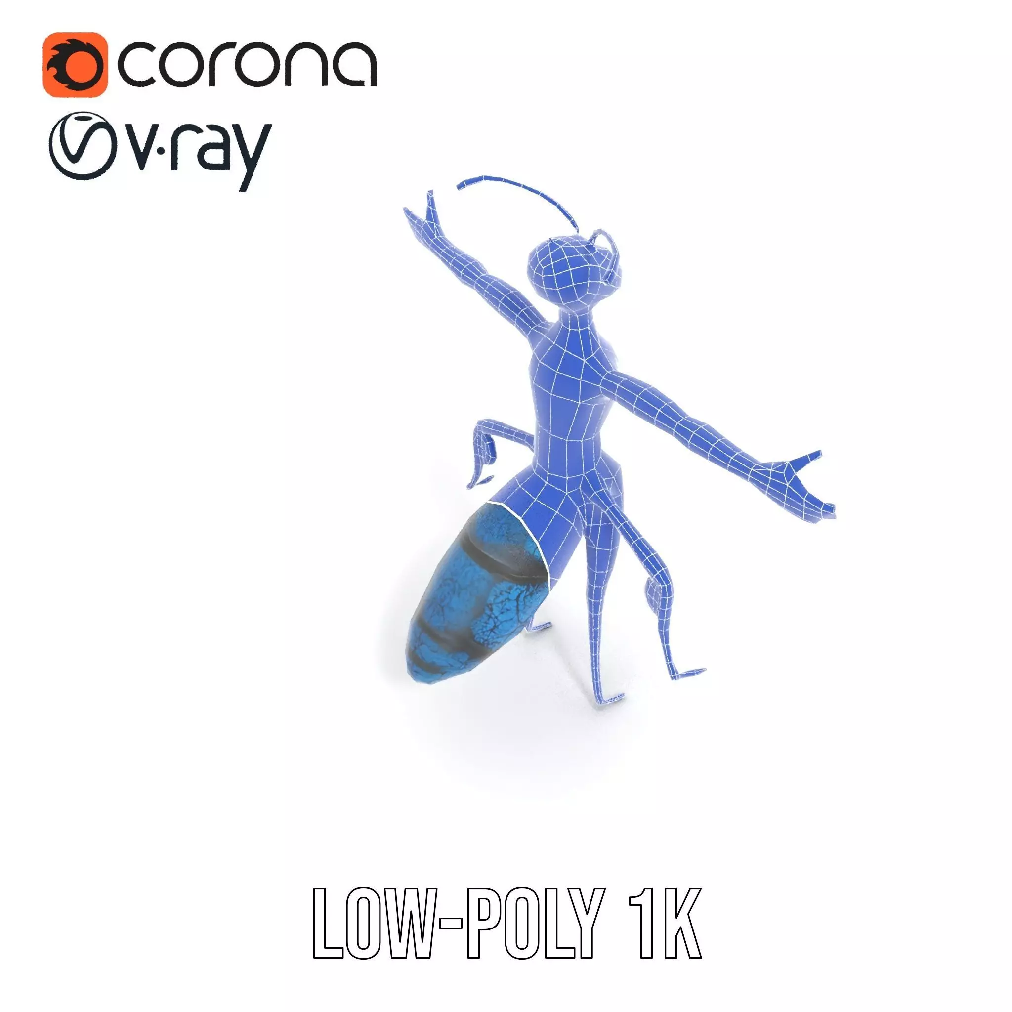 Blue Insectoid Robot model pack Low-poly 3D model_20