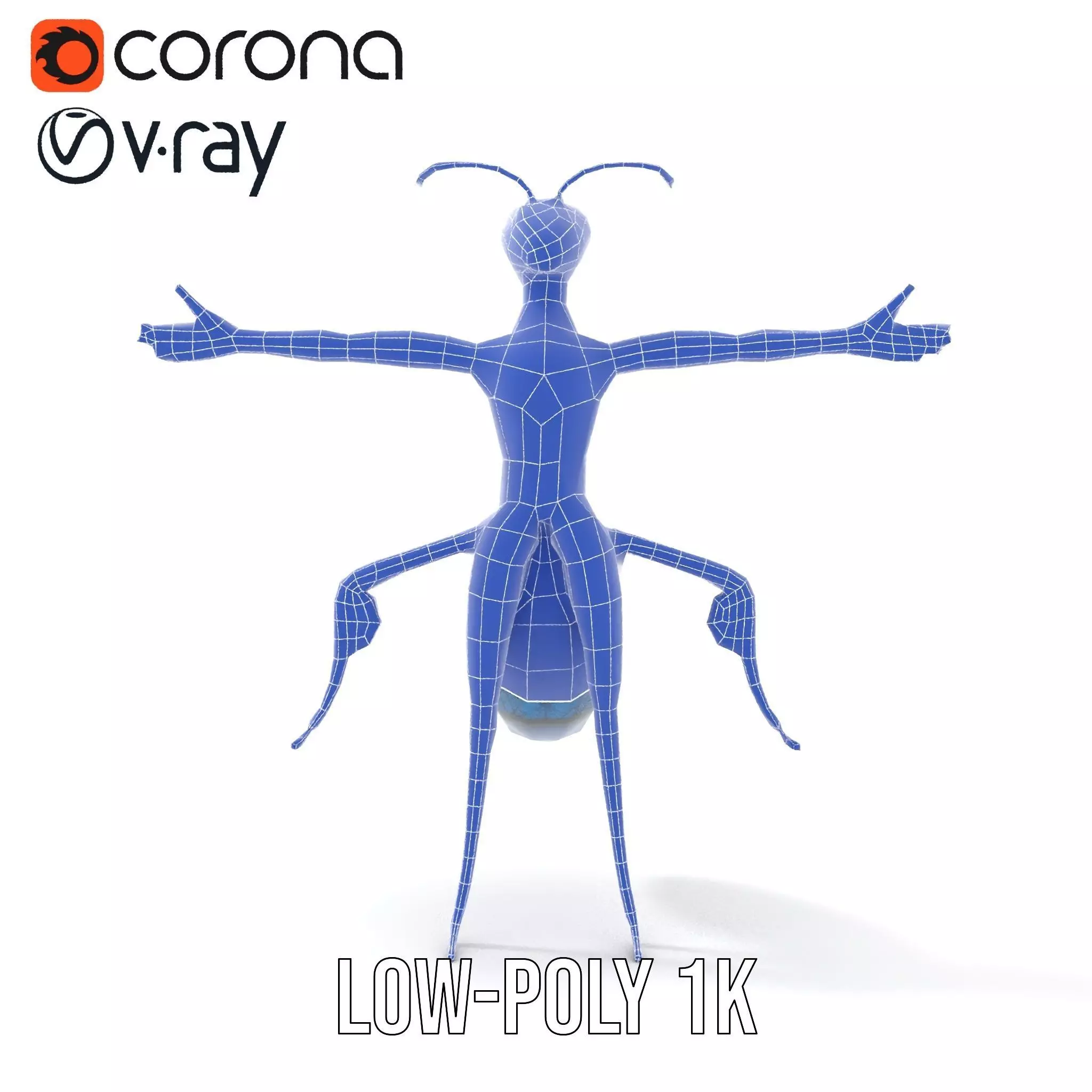 Blue Insectoid Robot model pack Low-poly 3D model_28