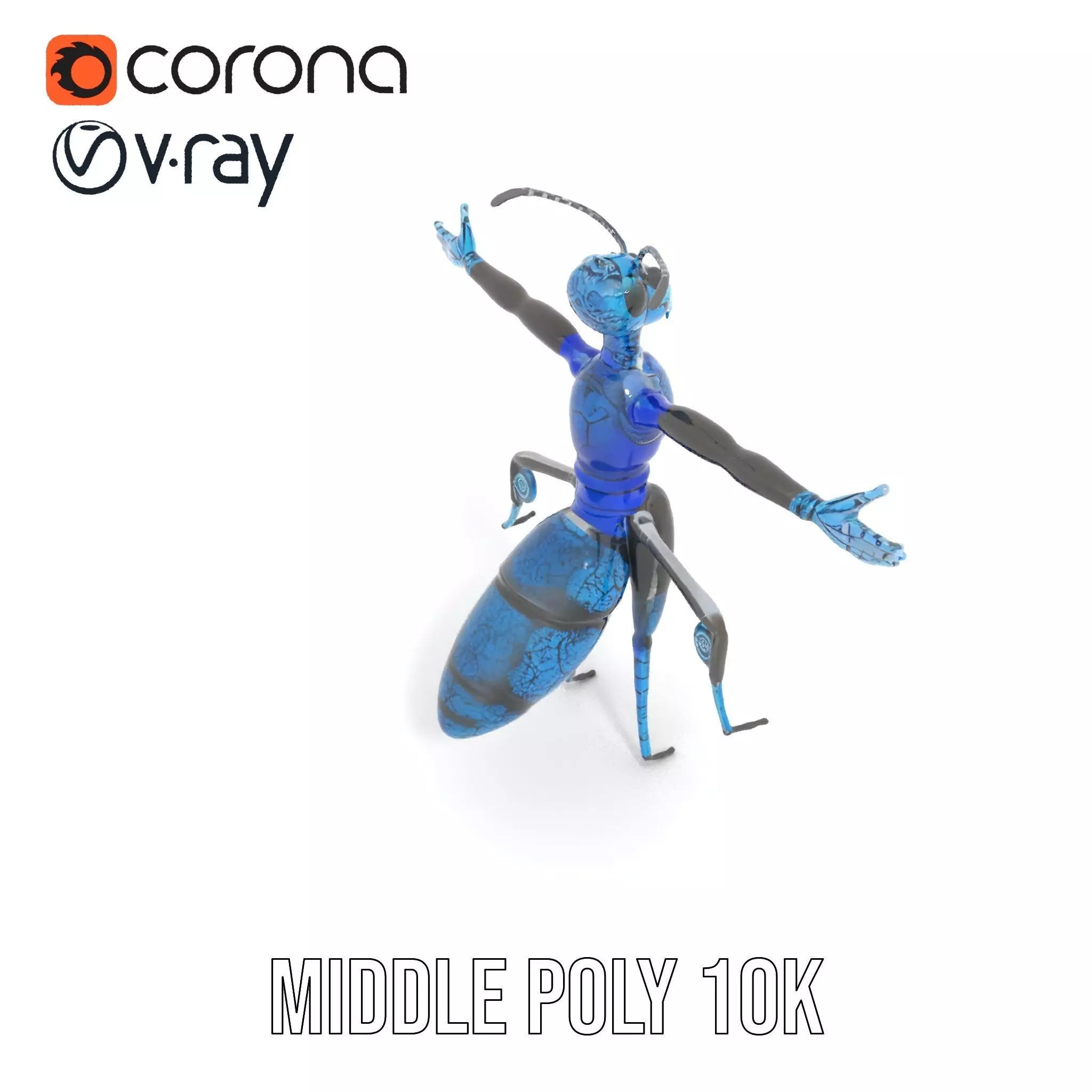 Blue Insectoid Robot model pack Low-poly 3D model_19