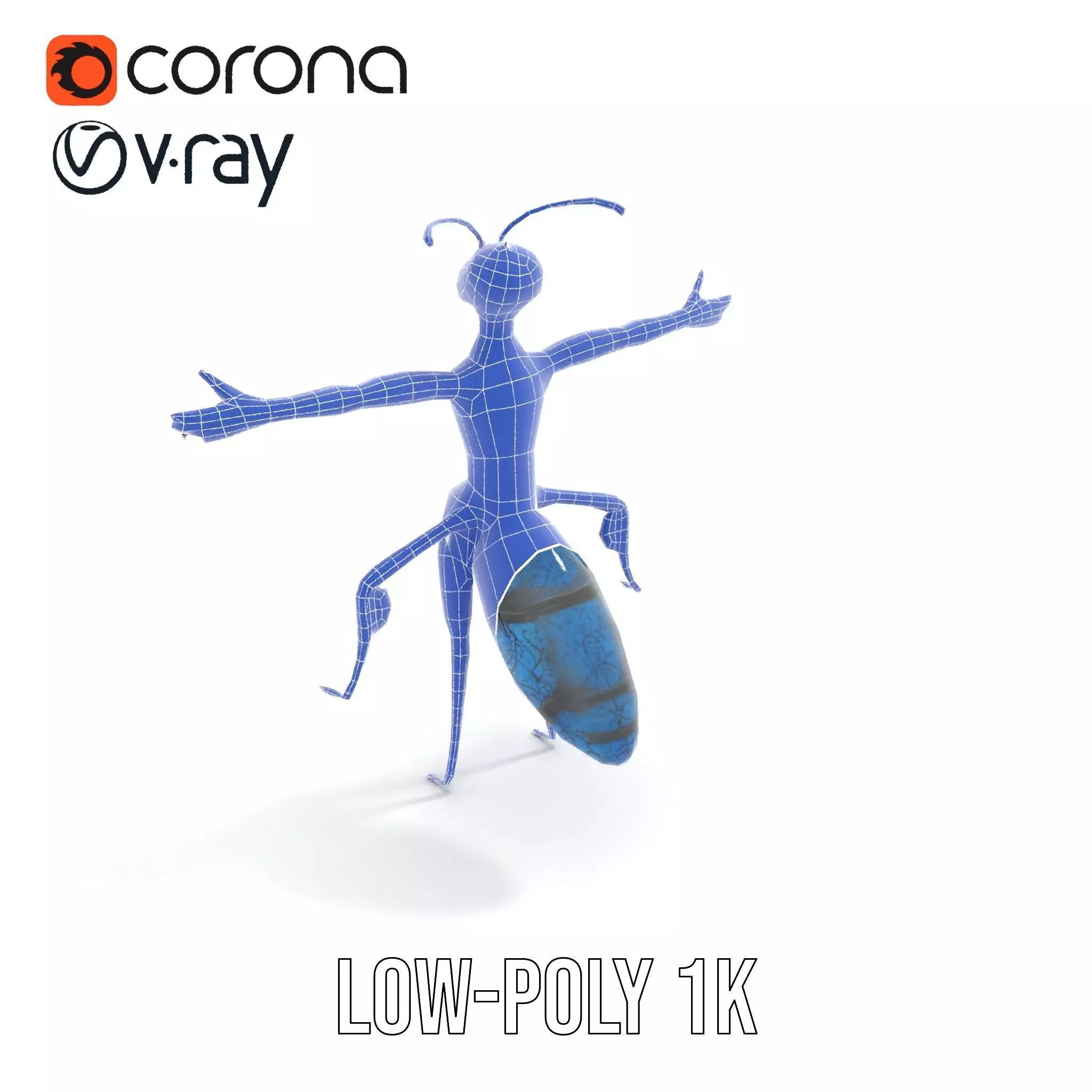 Blue Insectoid Robot model pack Low-poly 3D model_12