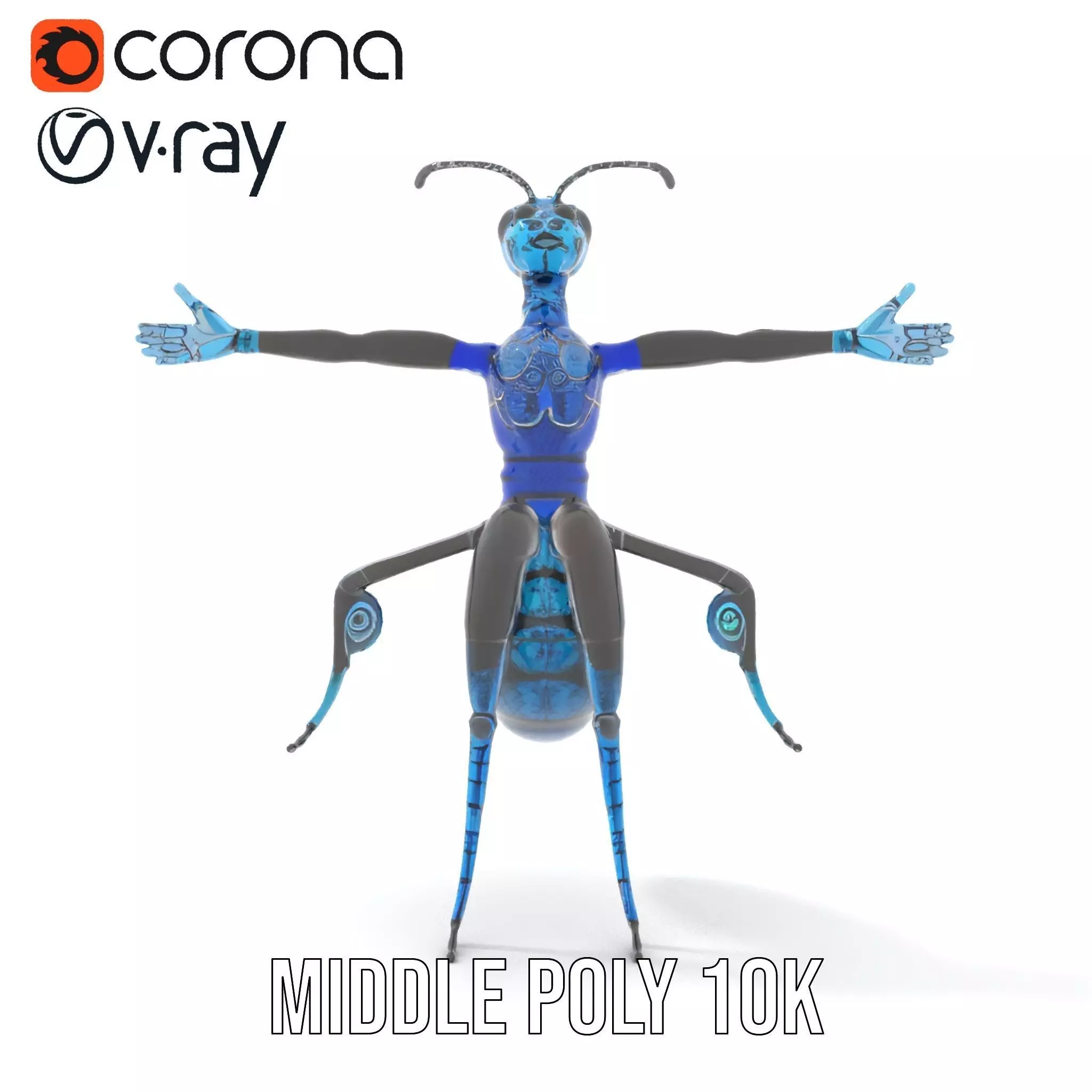 Blue Insectoid Robot model pack Low-poly 3D model_21
