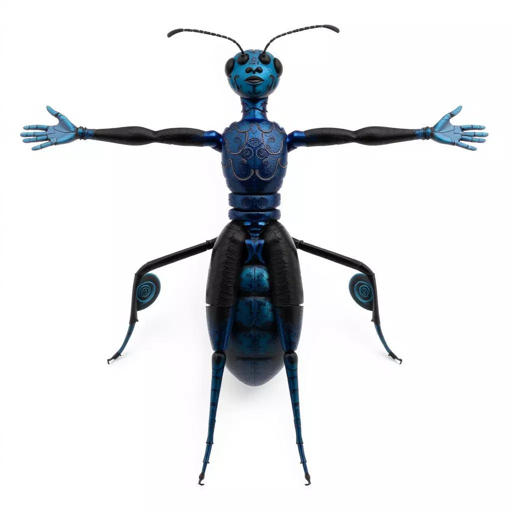 Blue Insectoid Robot model pack Low-poly 3D model_2
