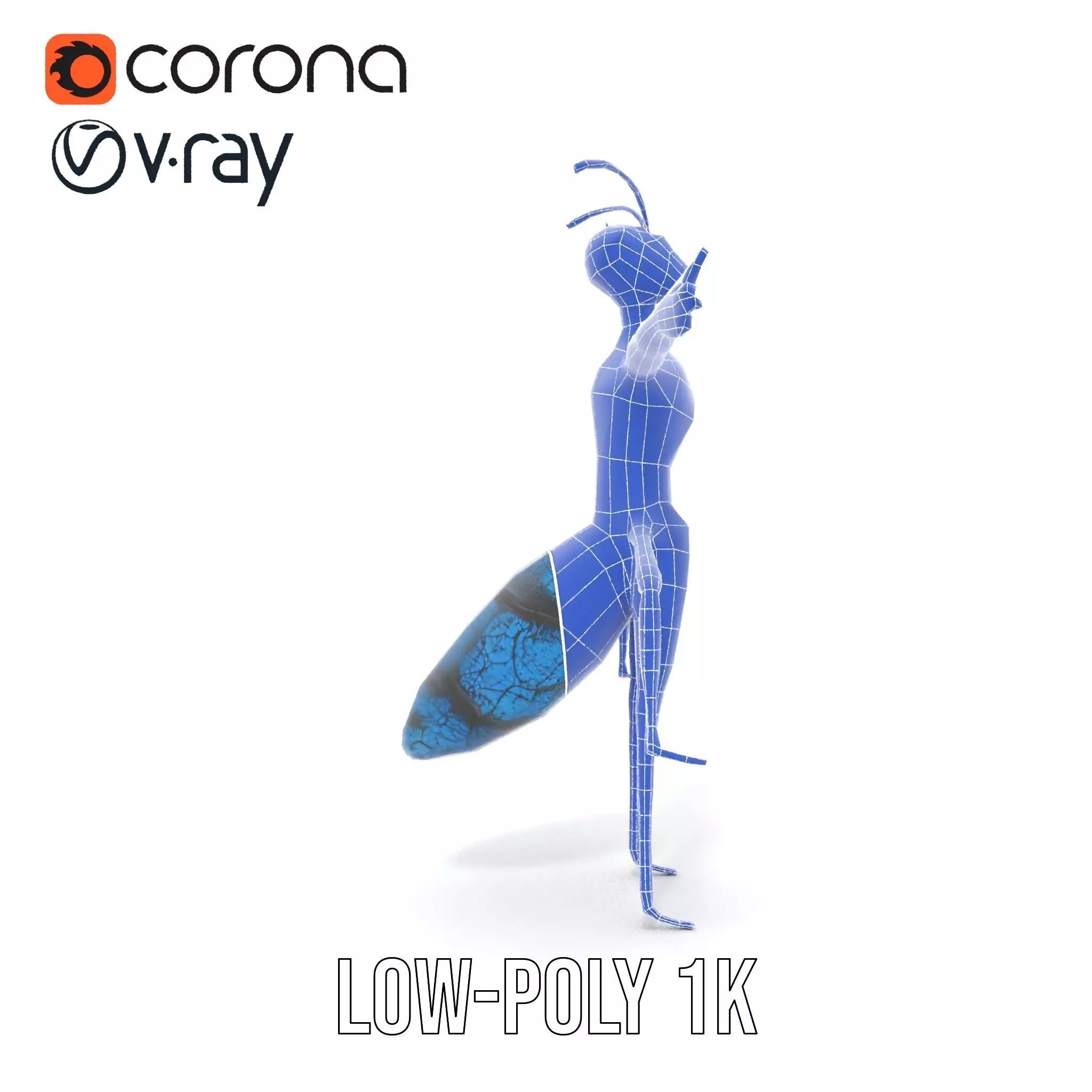 Blue Insectoid Robot model pack Low-poly 3D model_31