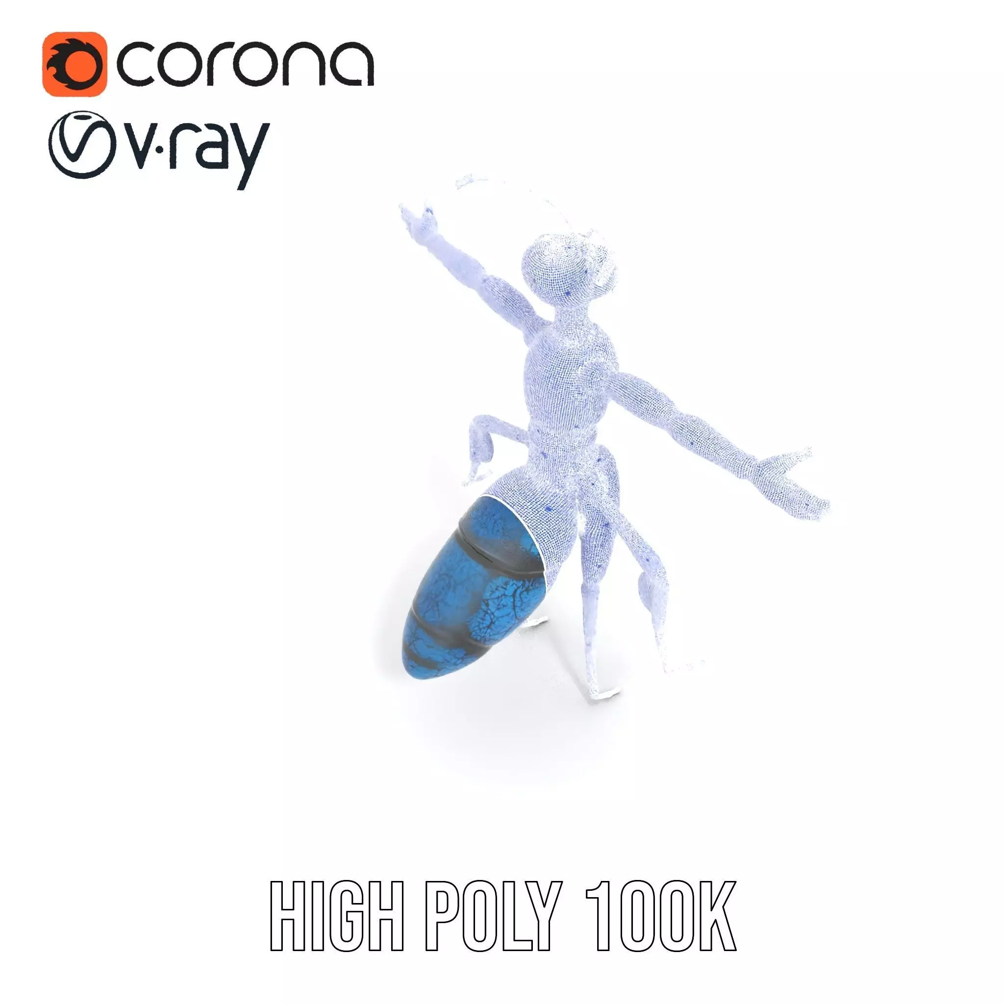 Blue Insectoid Robot model pack Low-poly 3D model_29