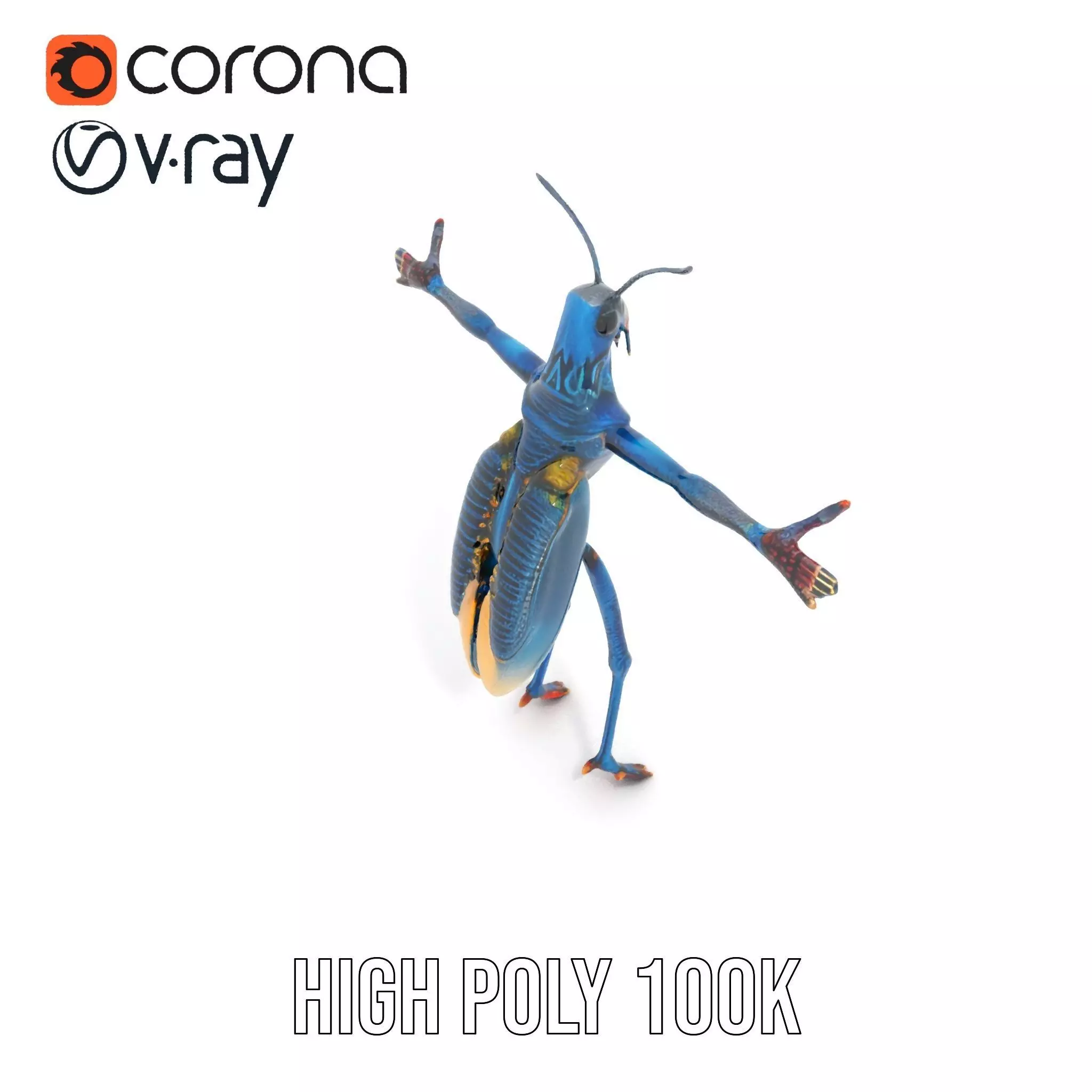 Cobalt Bug Humanoid model pack Low-poly 3D model_26