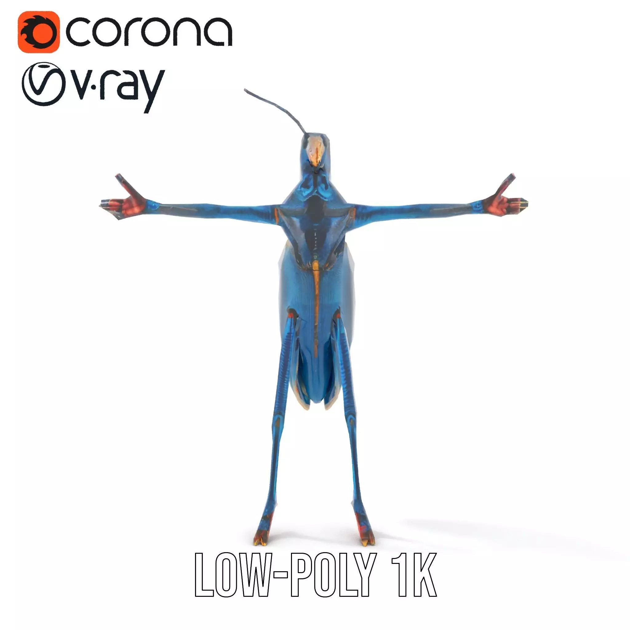 Cobalt Bug Humanoid model pack Low-poly 3D model_19