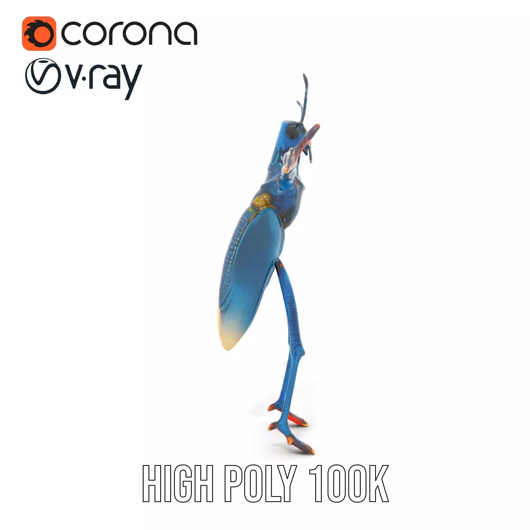 Cobalt Bug Humanoid model pack Low-poly 3D model_17