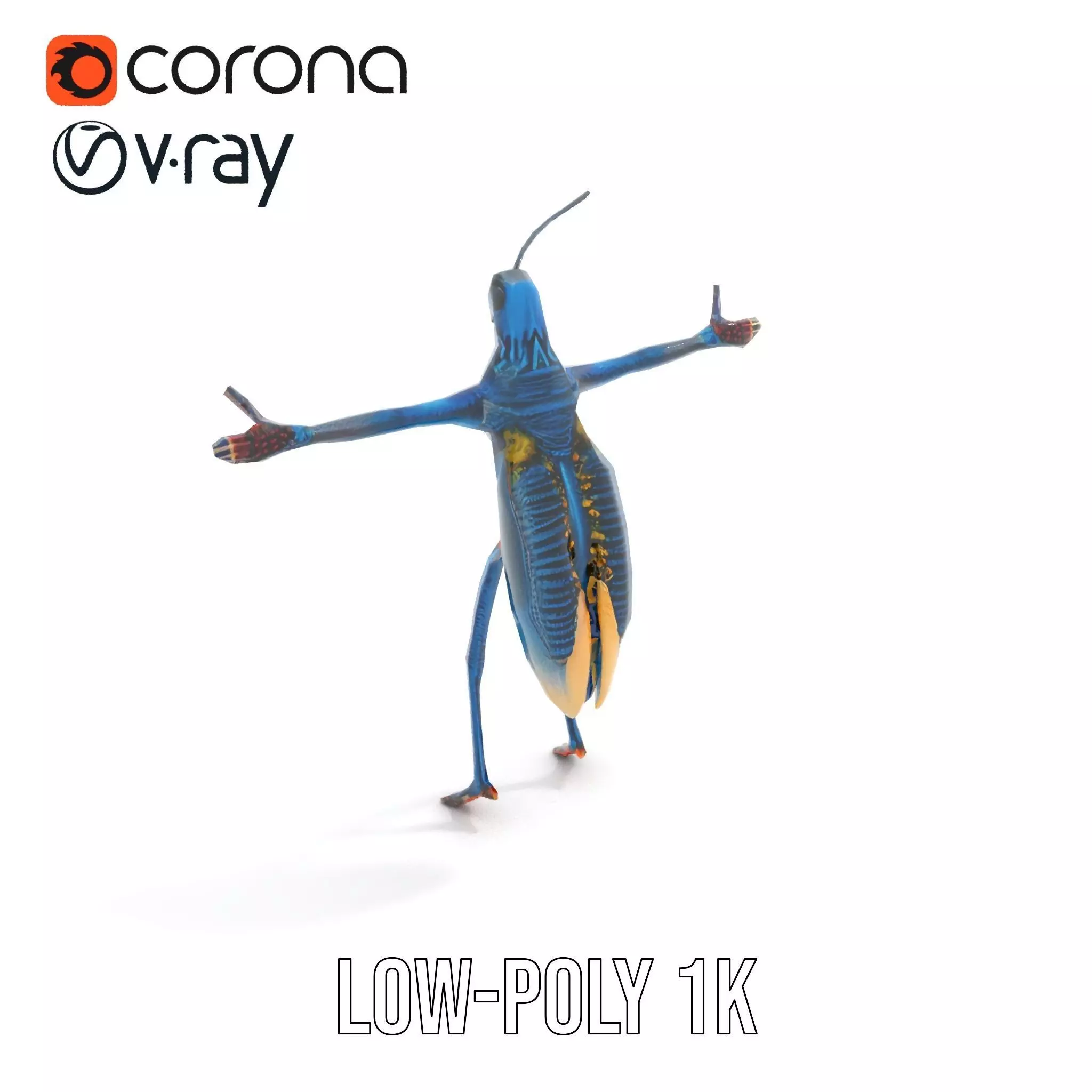 Cobalt Bug Humanoid model pack Low-poly 3D model_14