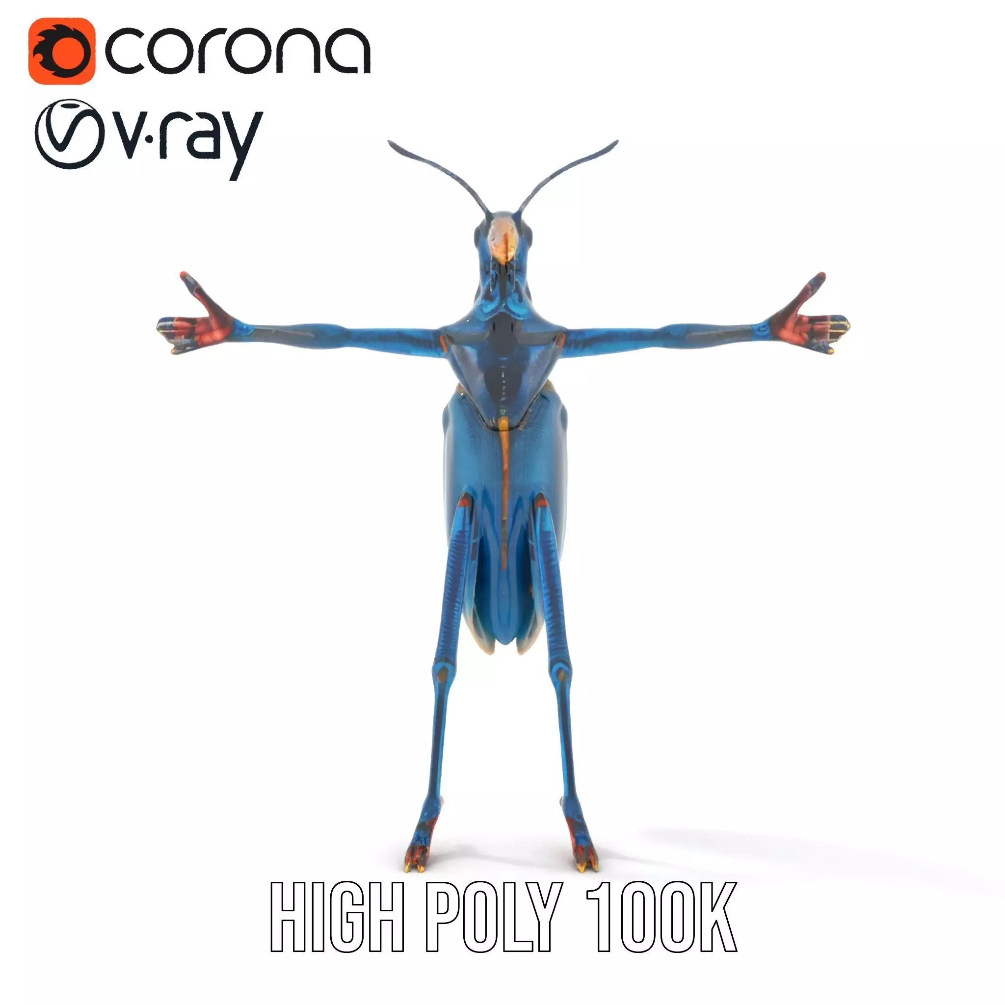 Cobalt Bug Humanoid model pack Low-poly 3D model_29