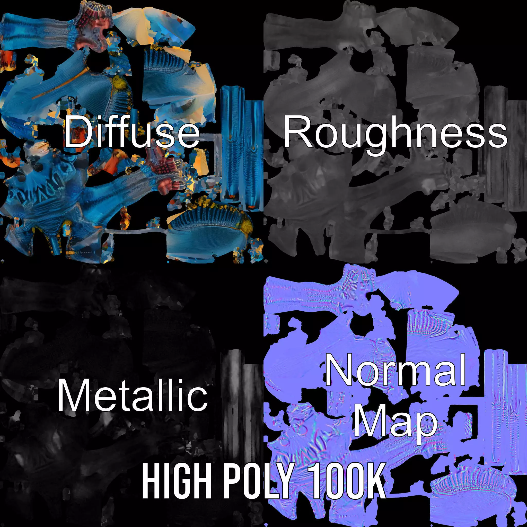 Cobalt Bug Humanoid model pack Low-poly 3D model_3