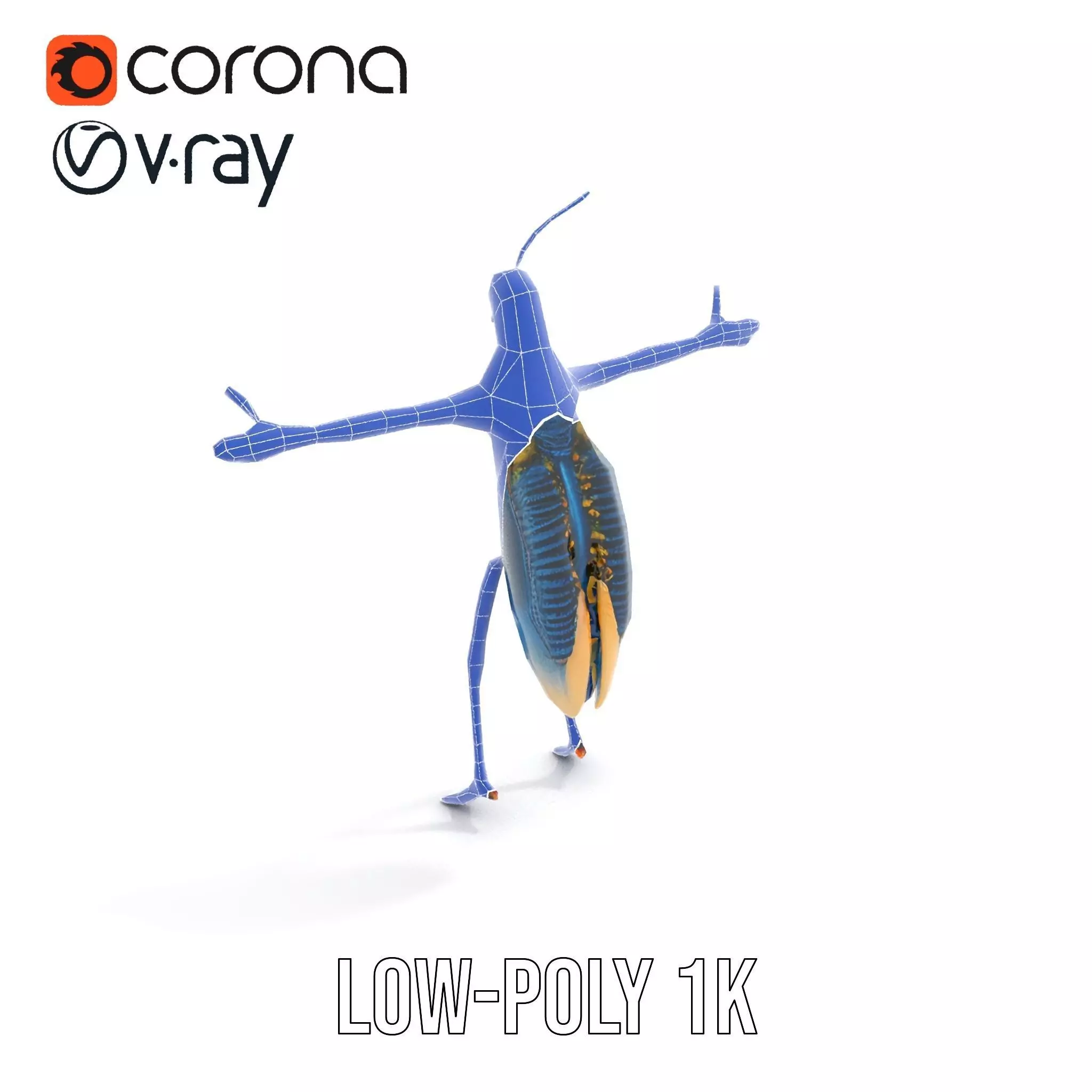 Cobalt Bug Humanoid model pack Low-poly 3D model_16