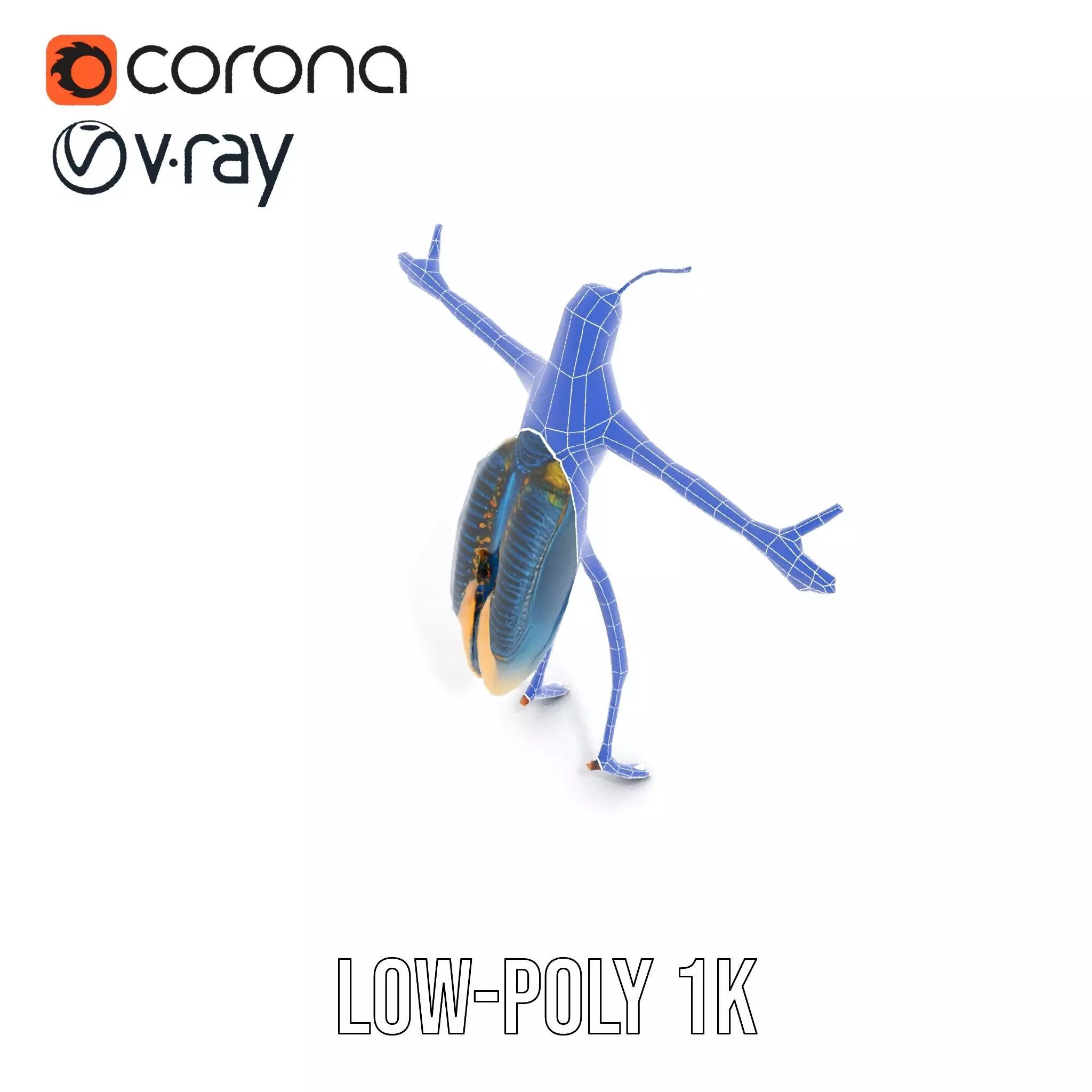 Cobalt Bug Humanoid model pack Low-poly 3D model_25