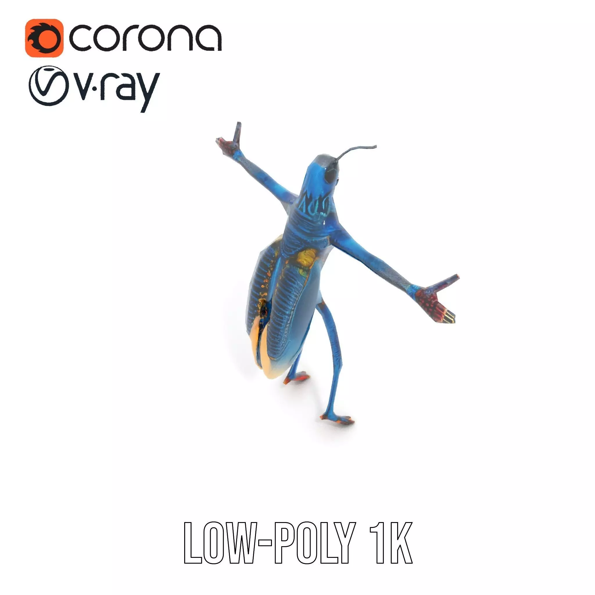 Cobalt Bug Humanoid model pack Low-poly 3D model_12