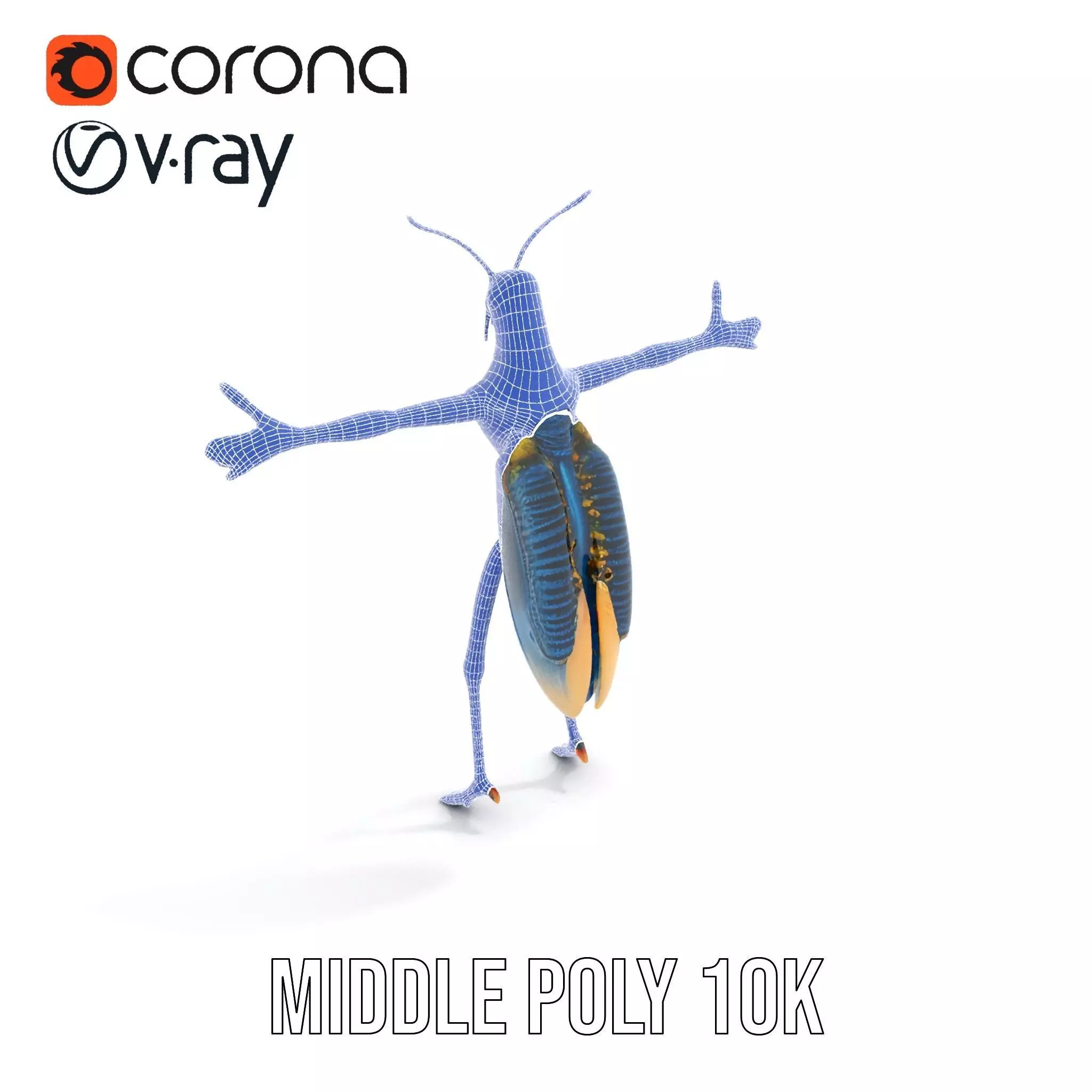 Cobalt Bug Humanoid model pack Low-poly 3D model_27