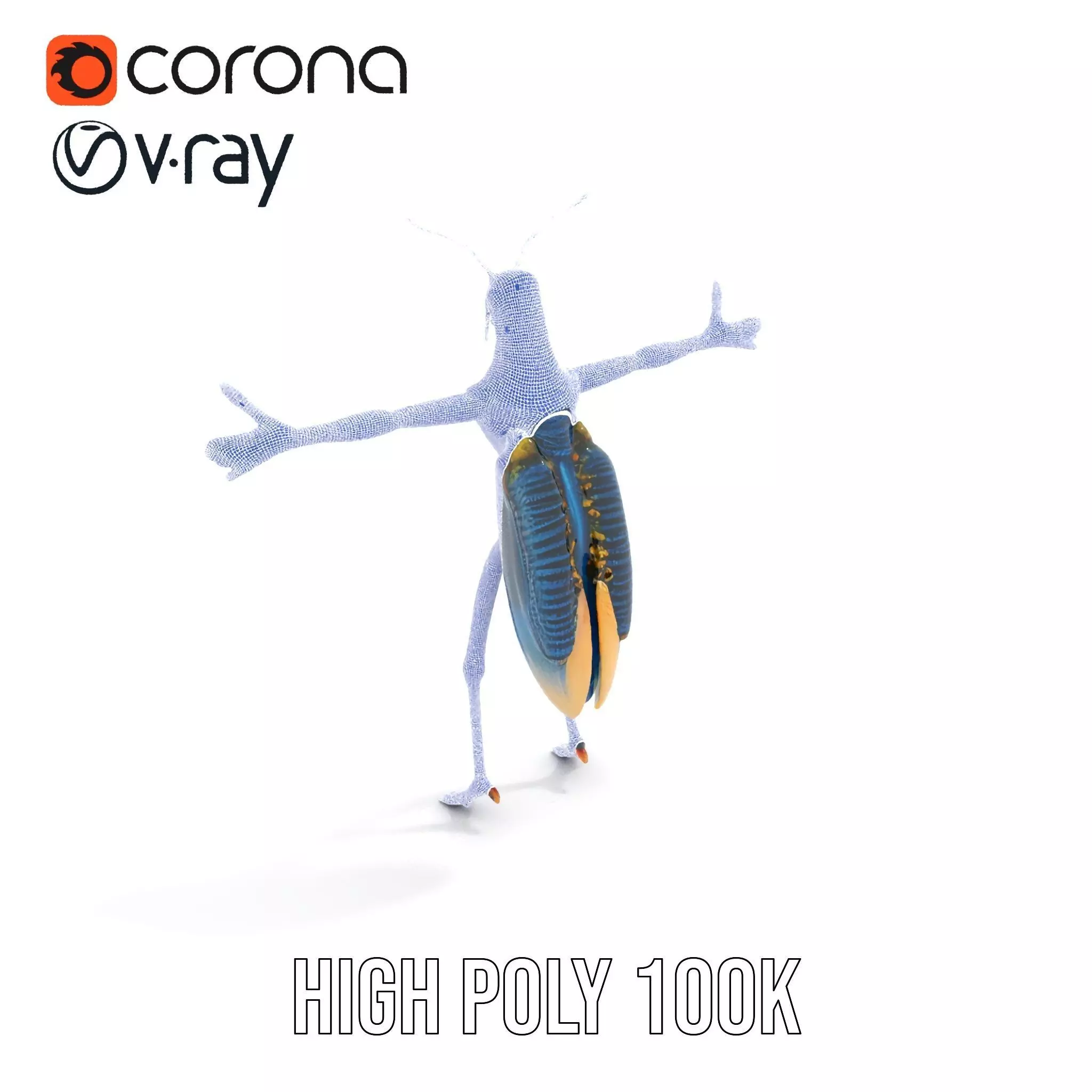 Cobalt Bug Humanoid model pack Low-poly 3D model_20