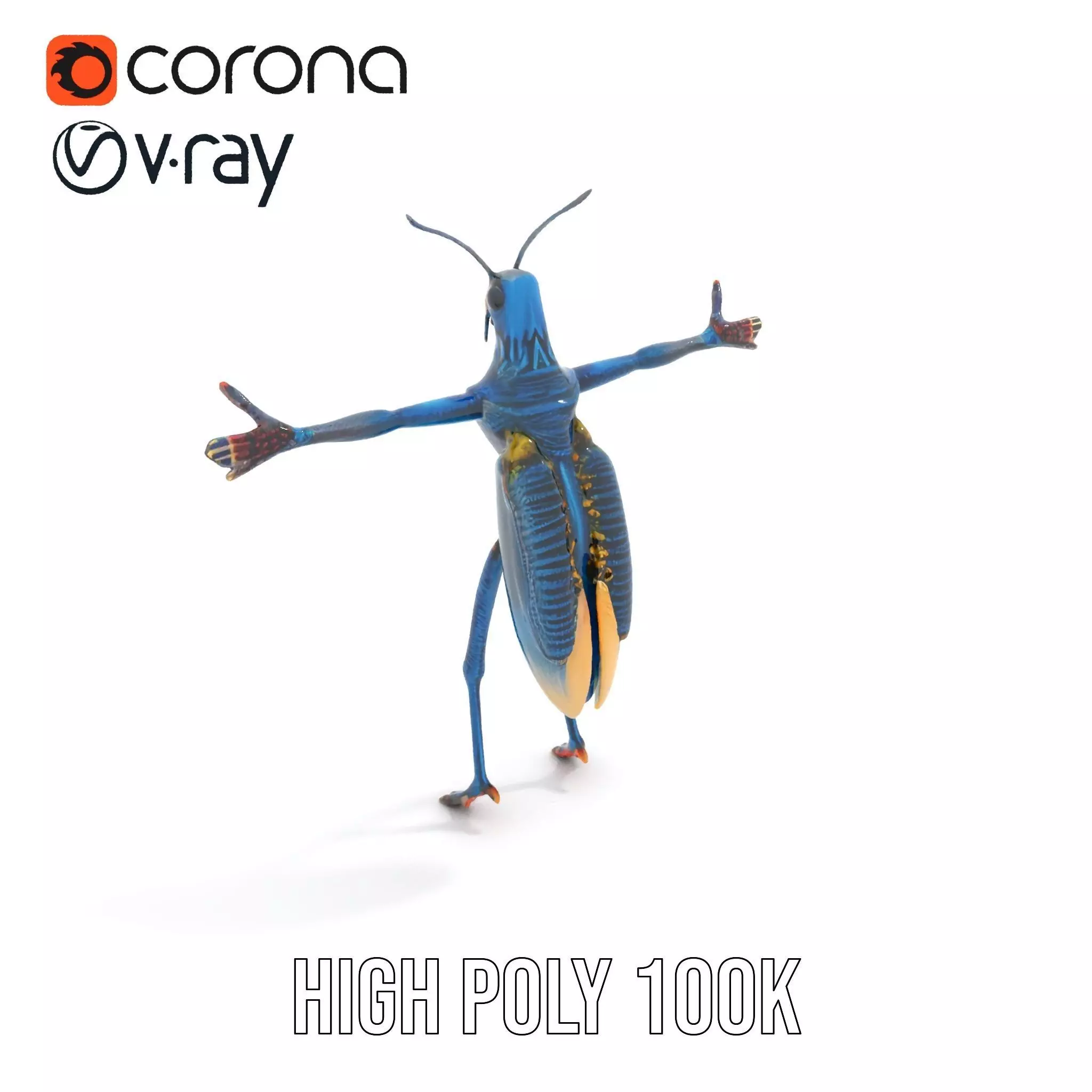 Cobalt Bug Humanoid model pack Low-poly 3D model_33