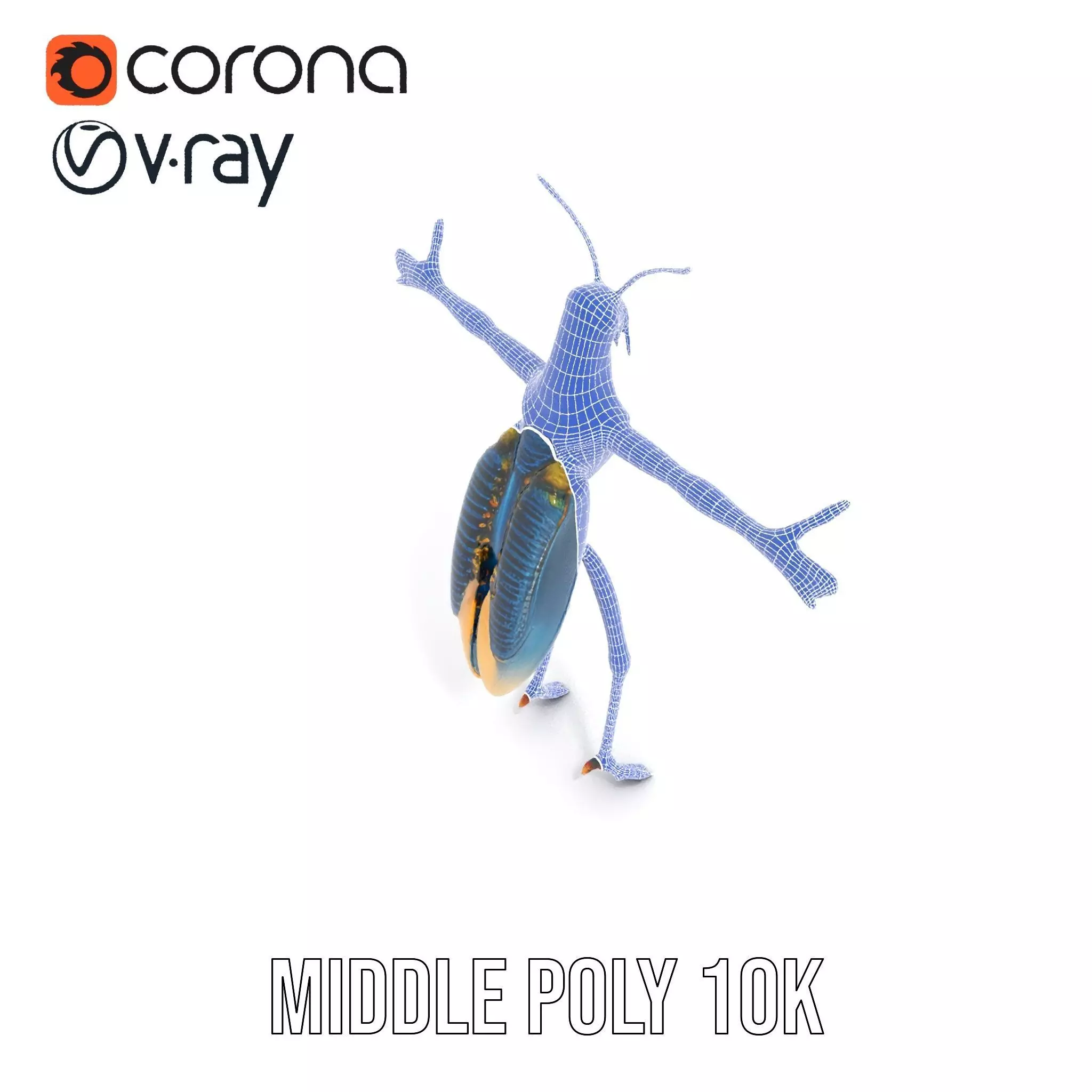 Cobalt Bug Humanoid model pack Low-poly 3D model_21