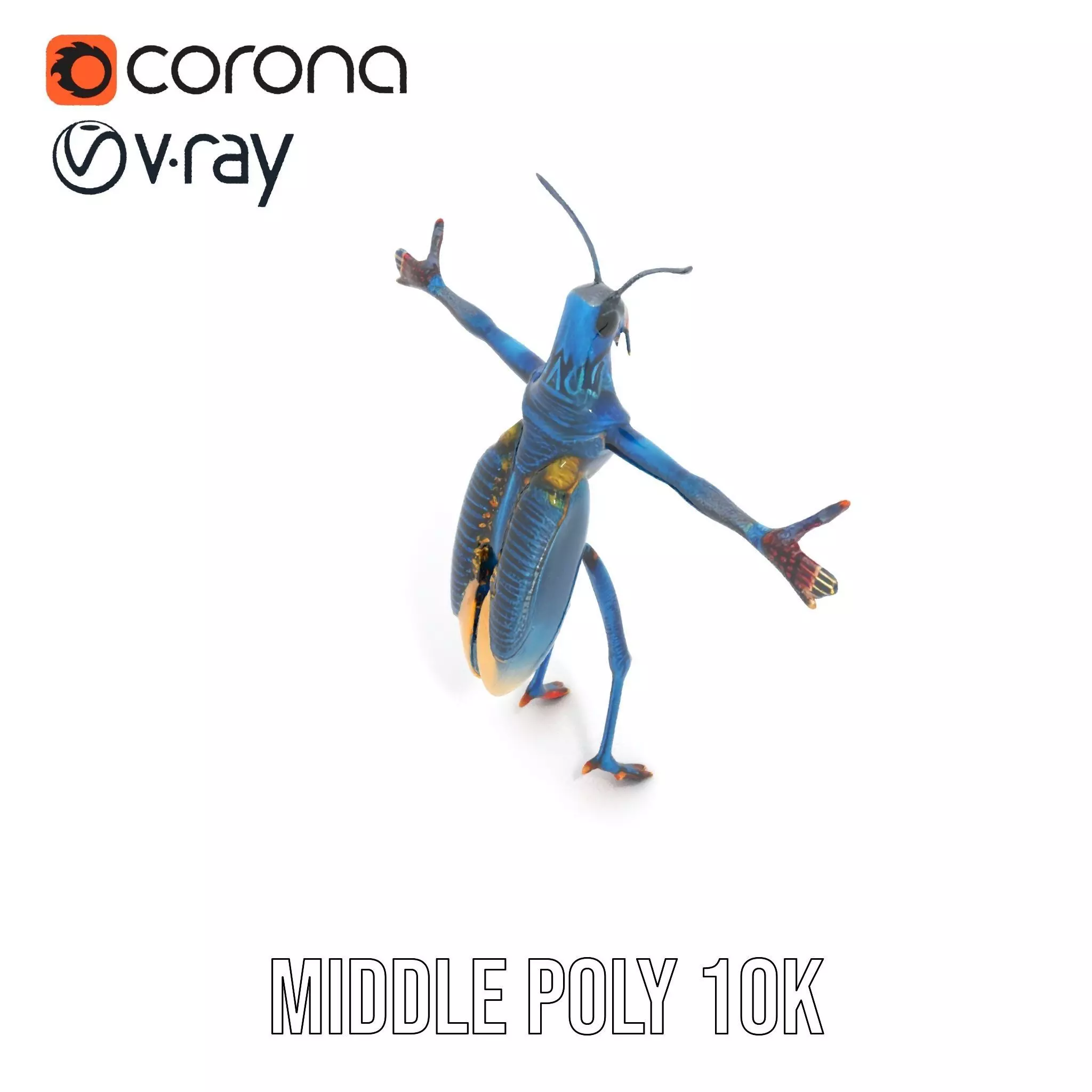 Cobalt Bug Humanoid model pack Low-poly 3D model_5