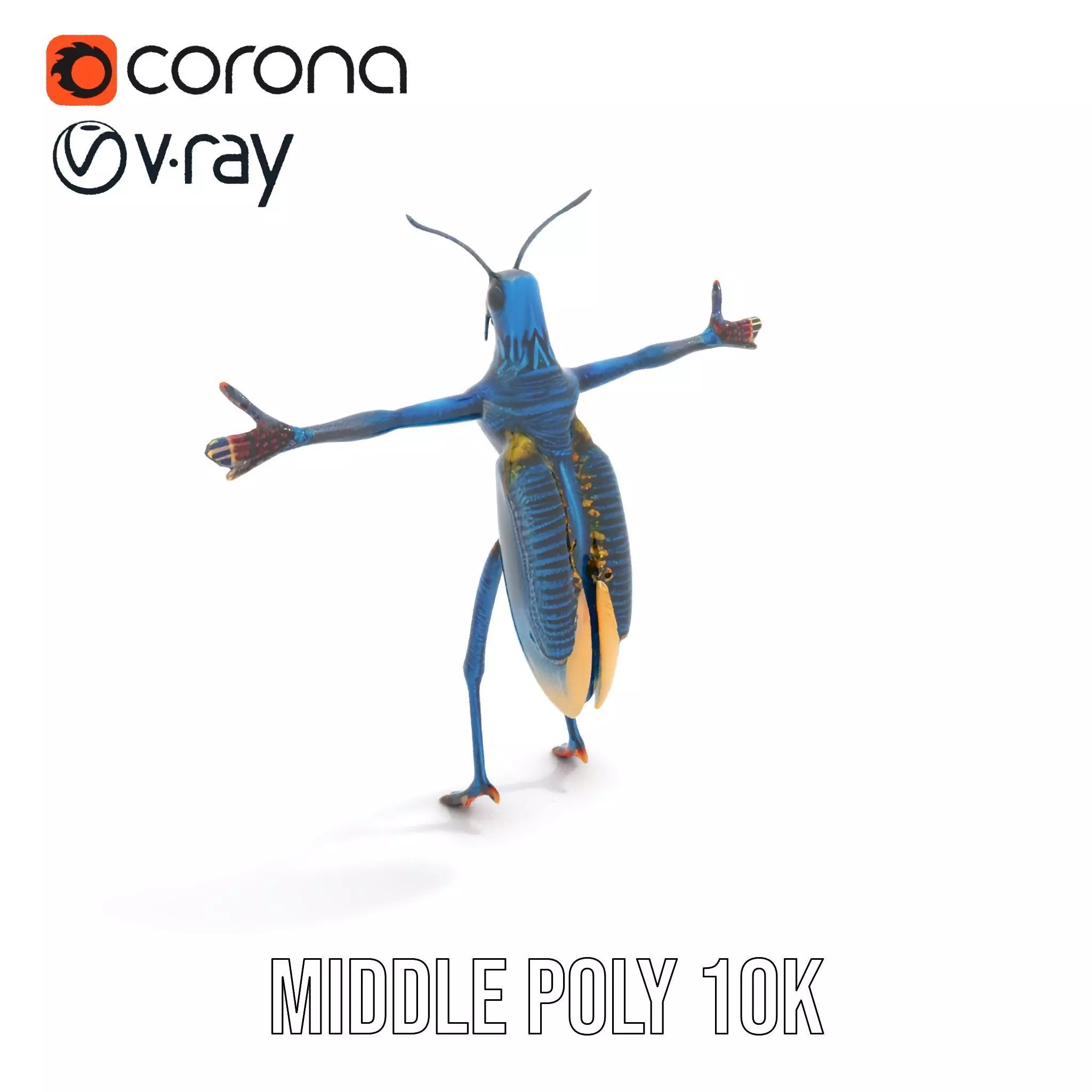 Cobalt Bug Humanoid model pack Low-poly 3D model_15