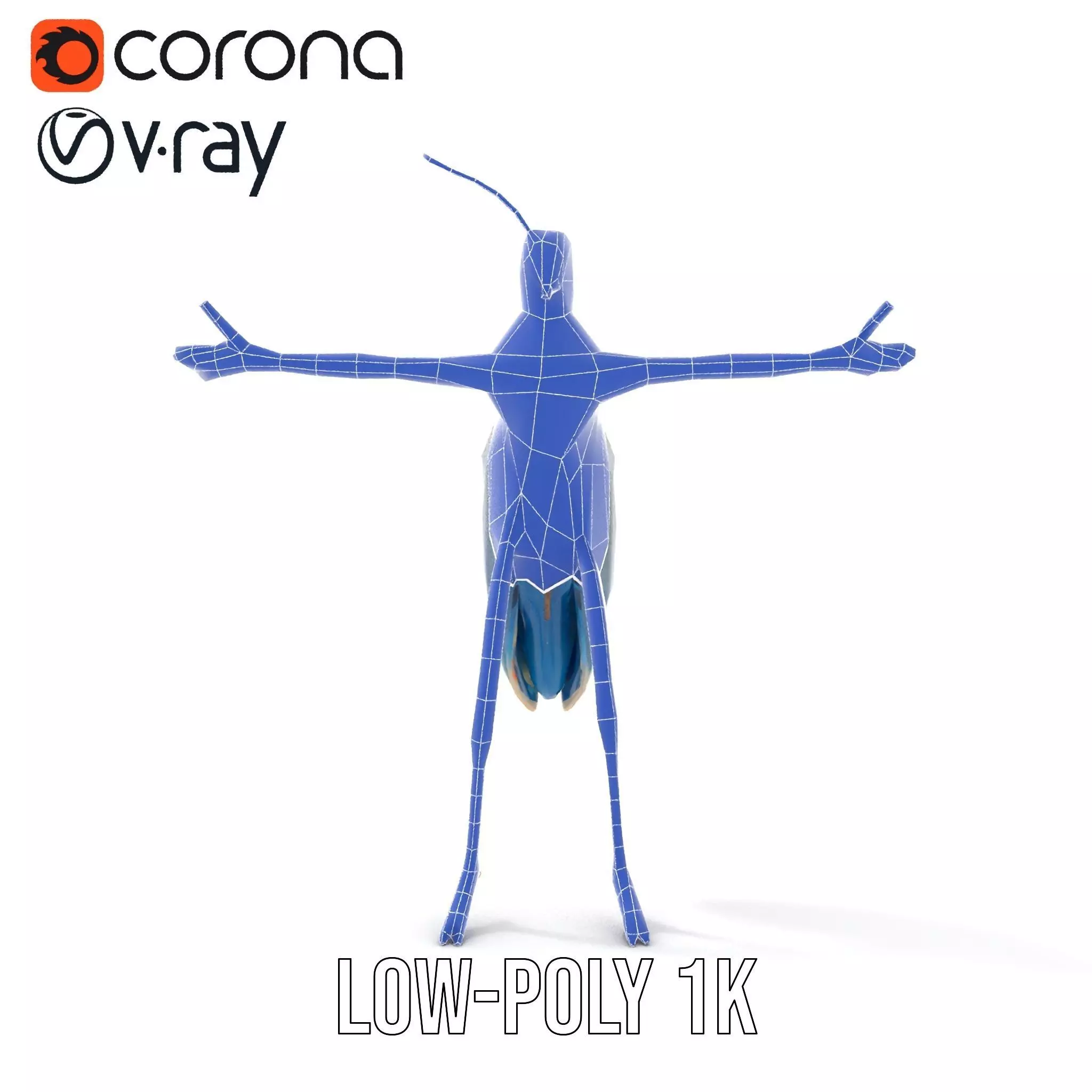Cobalt Bug Humanoid model pack Low-poly 3D model_9