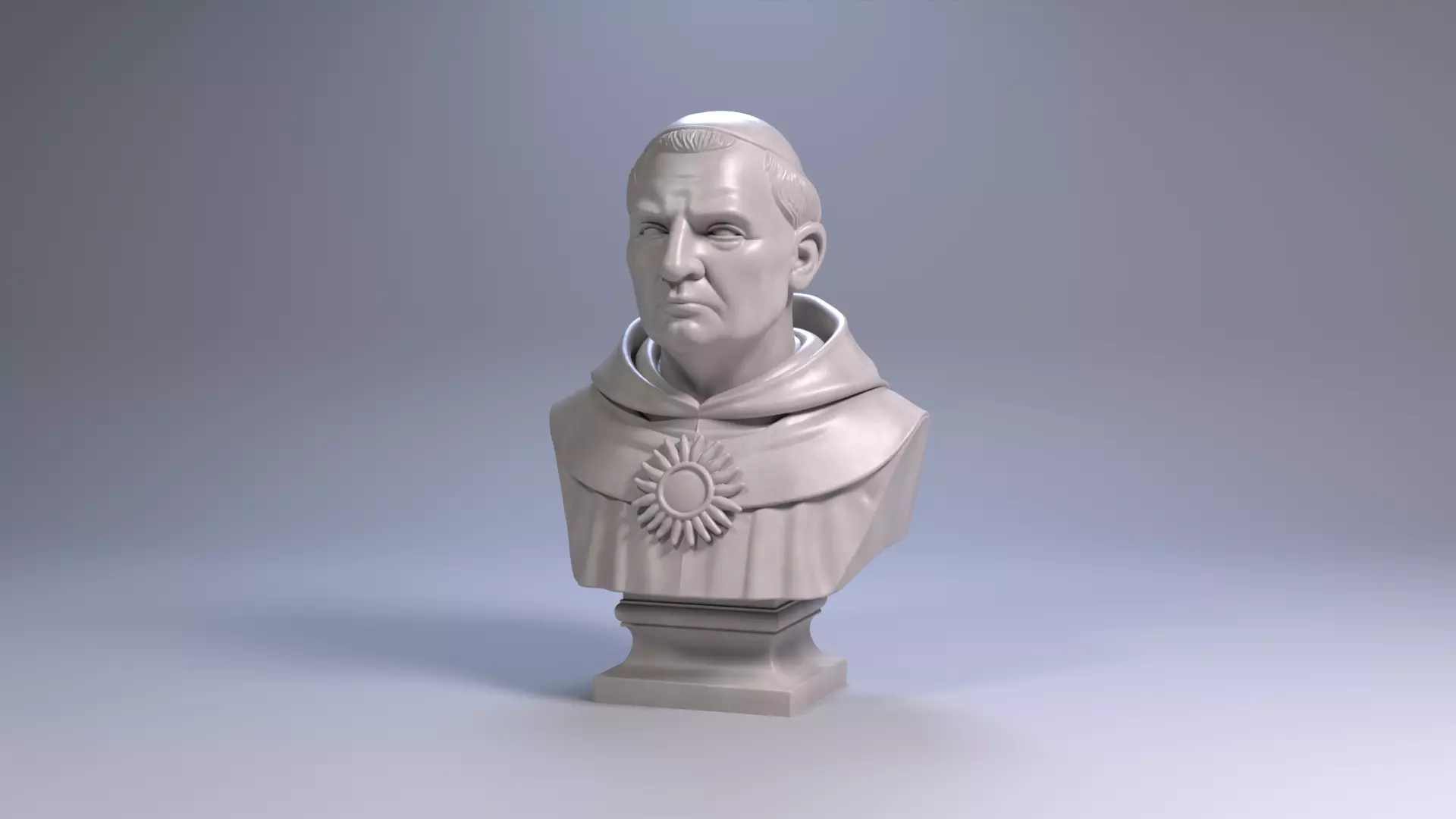 Thomas Aquinas Bust Sculpture 3D Printable STL File 3D print model_13