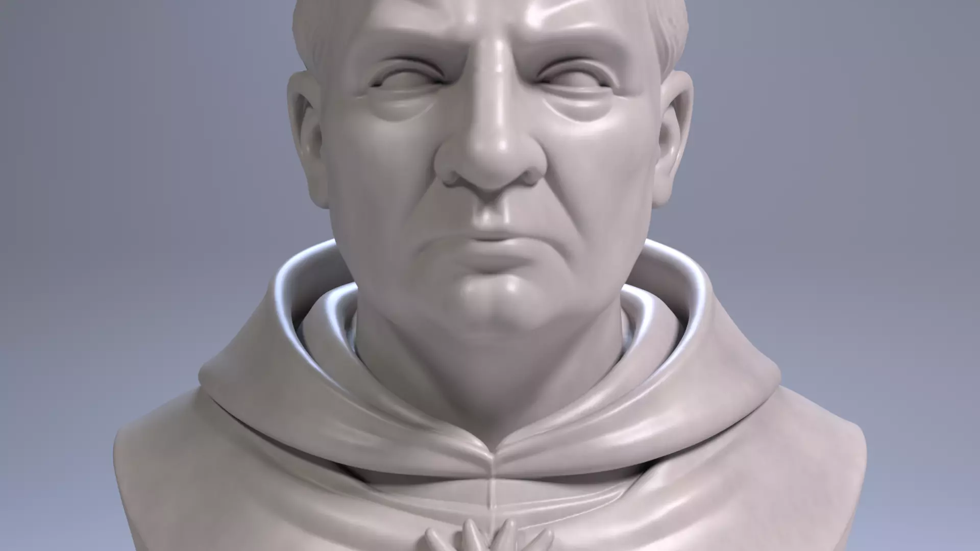 Thomas Aquinas Bust Sculpture 3D Printable STL File 3D print model_9