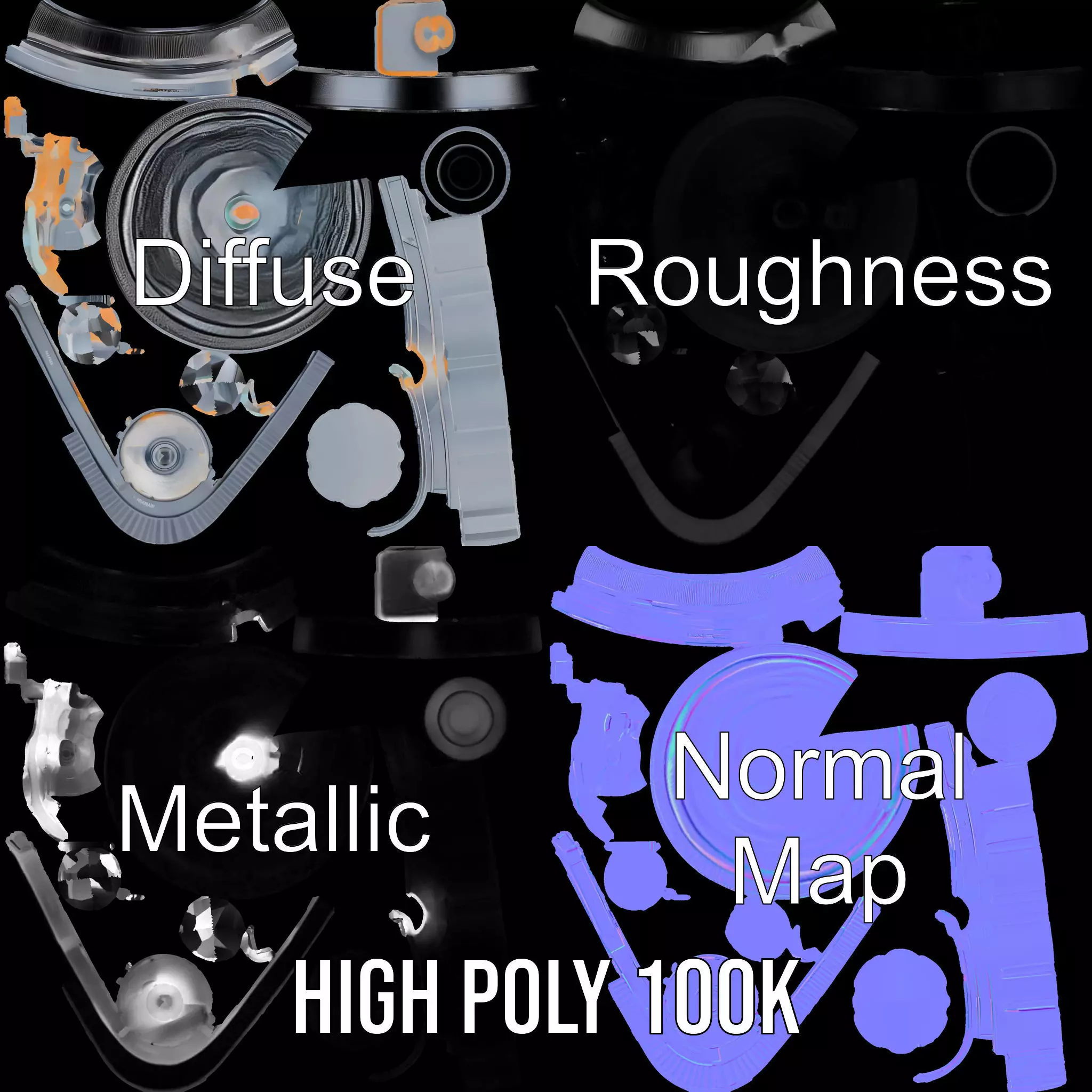 Professional Camera Lens model pack Low-poly 3D model_3