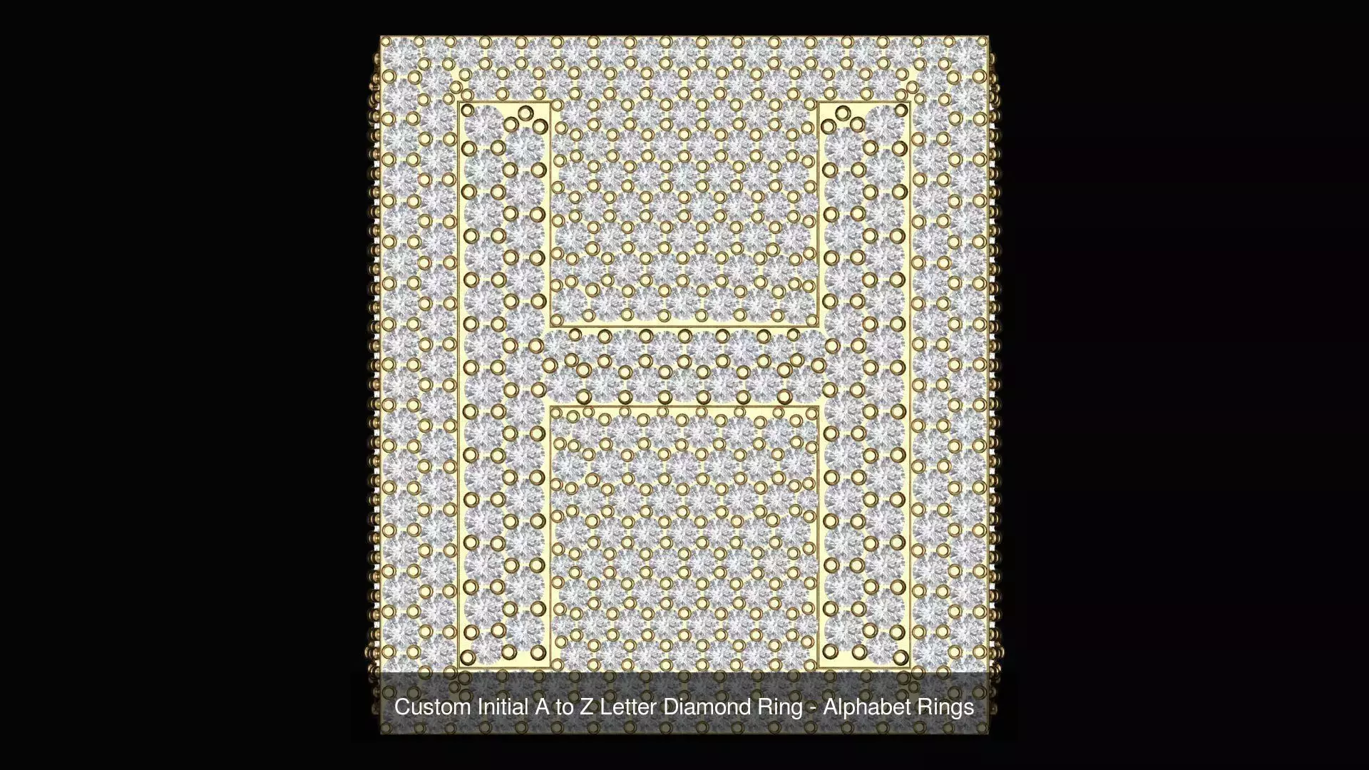 Custom Initial A to Z Letter Diamond Ring - Alphabet Rings  3D Model Collection_10