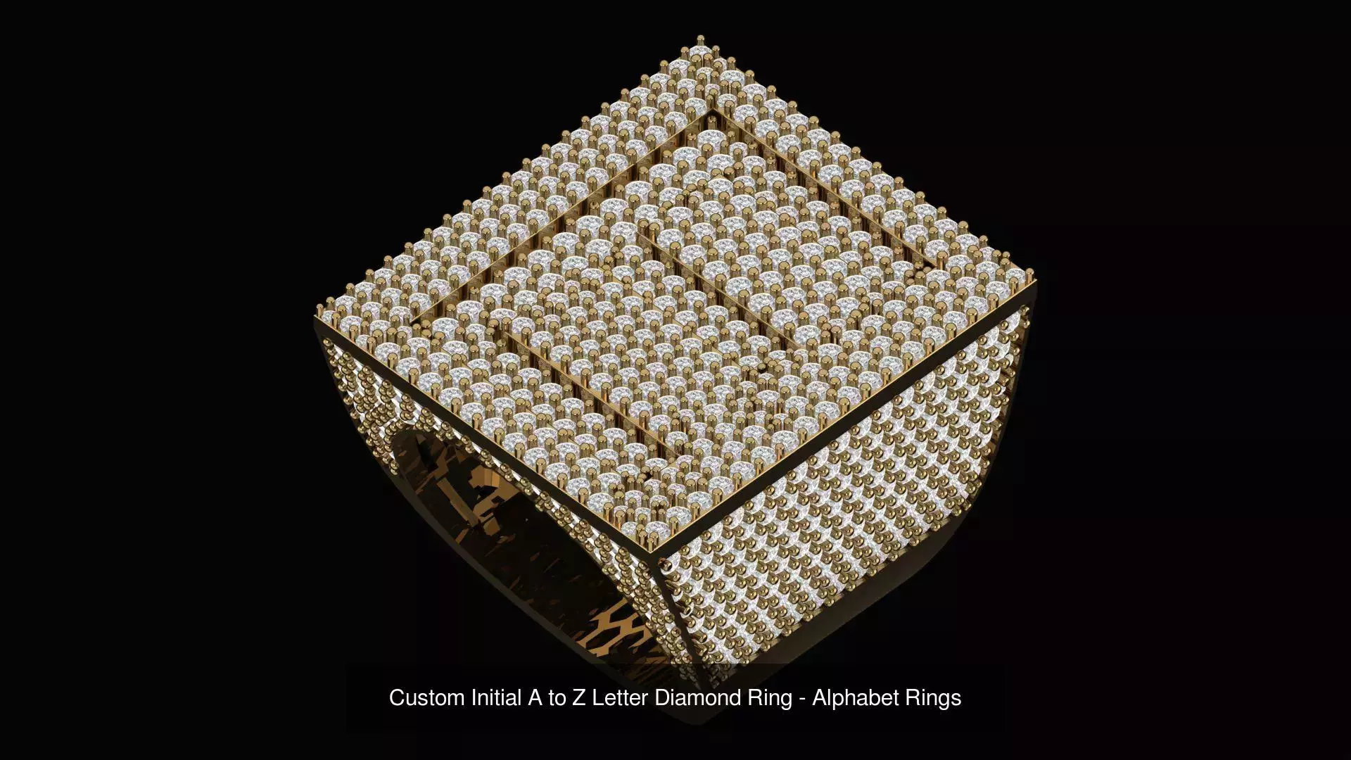 Custom Initial A to Z Letter Diamond Ring - Alphabet Rings  3D Model Collection_7