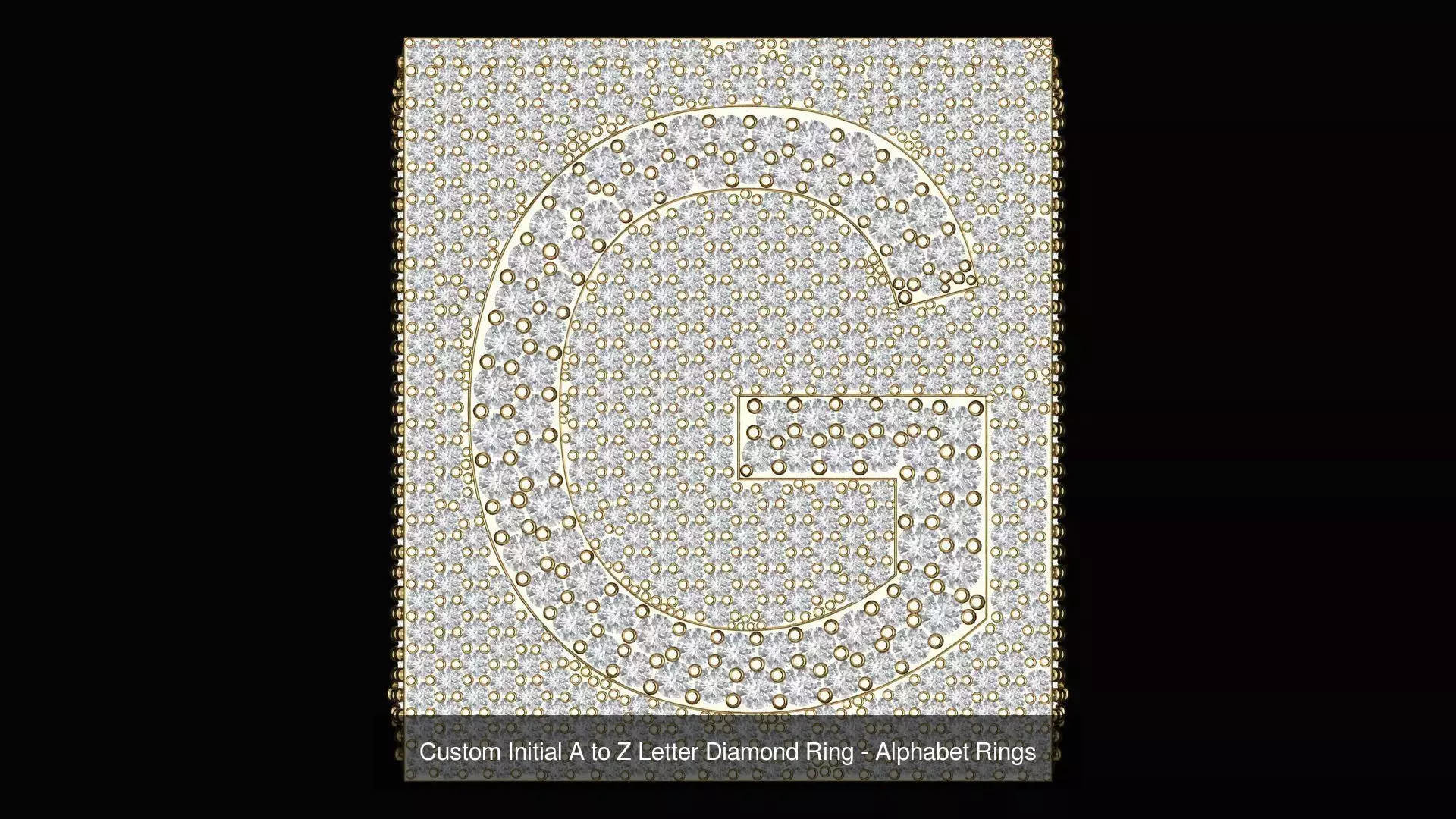 Custom Initial A to Z Letter Diamond Ring - Alphabet Rings  3D Model Collection_9