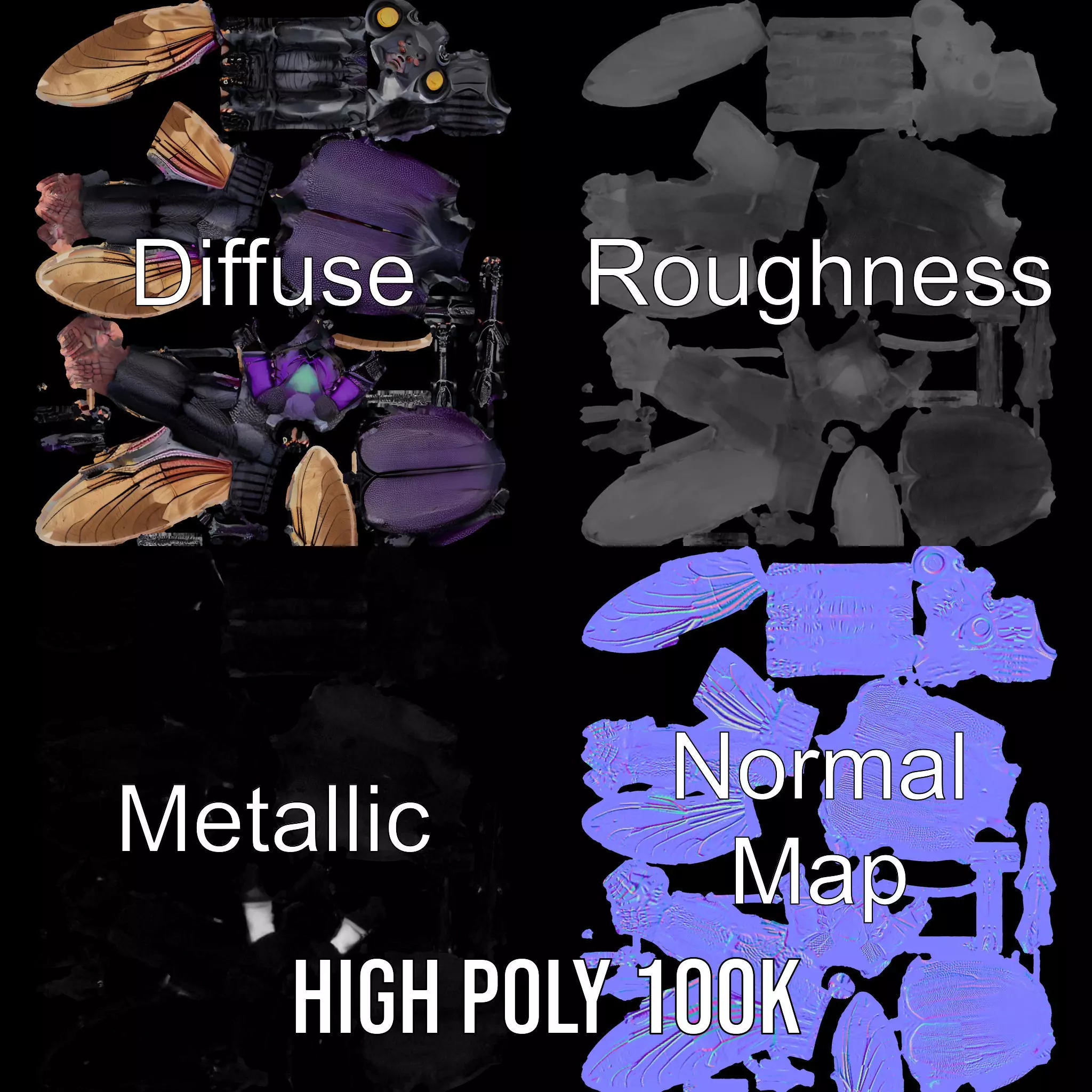 Futuristic Beetle Warrior model pack Low-poly 3D model_3