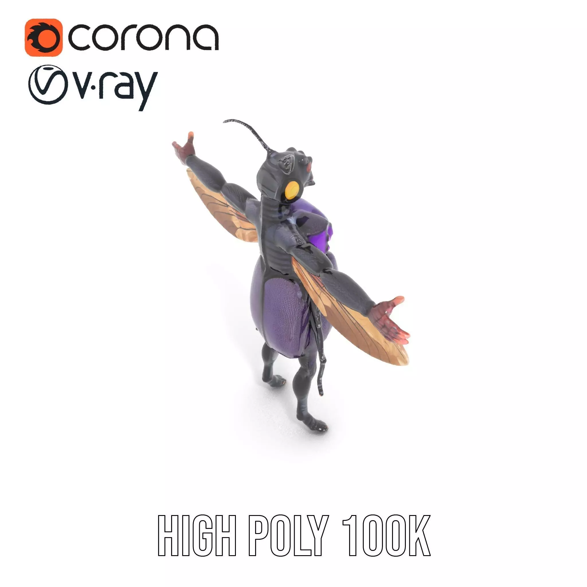 Futuristic Beetle Warrior model pack Low-poly 3D model_26