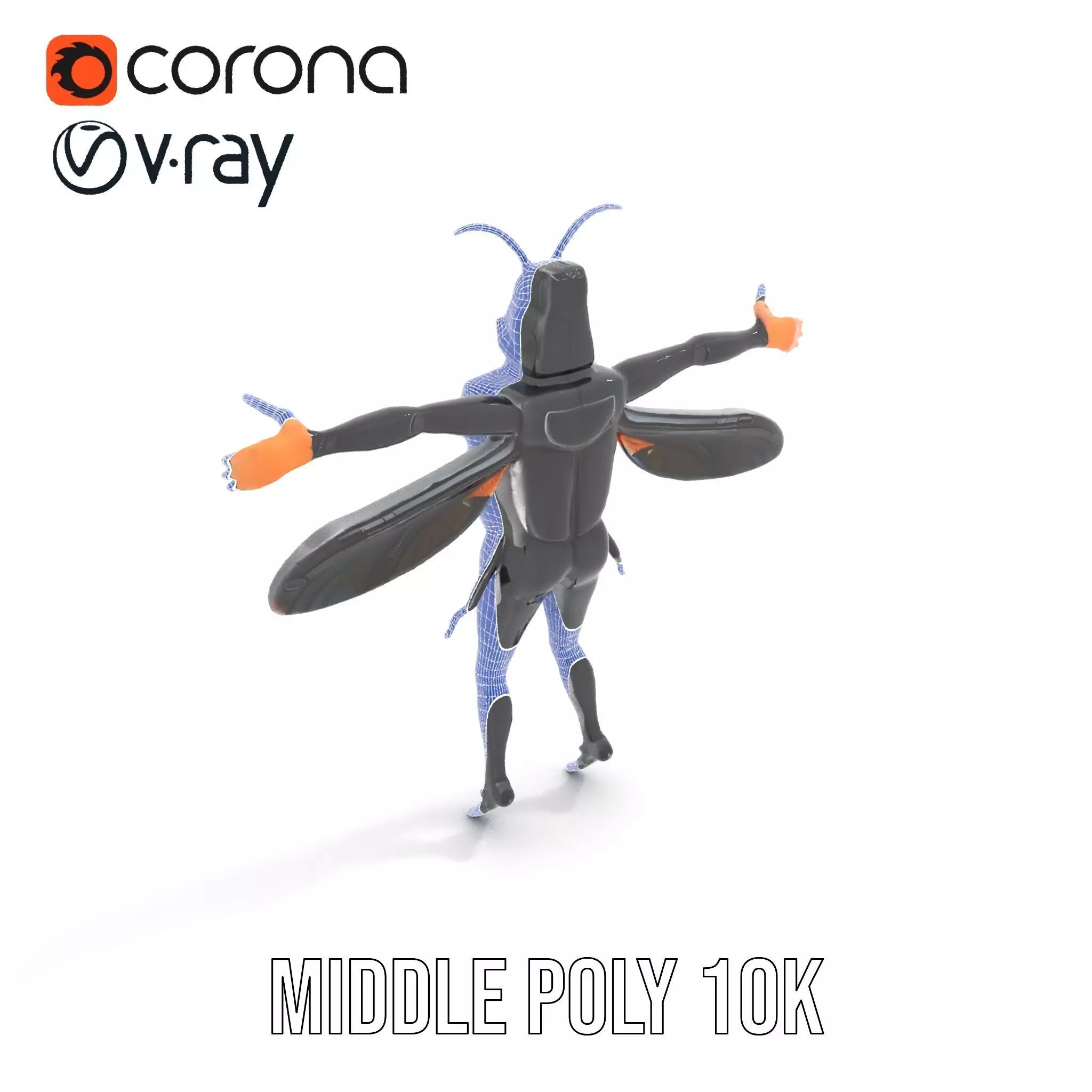 Insectoid Warrior Black model pack Low-poly 3D model_22