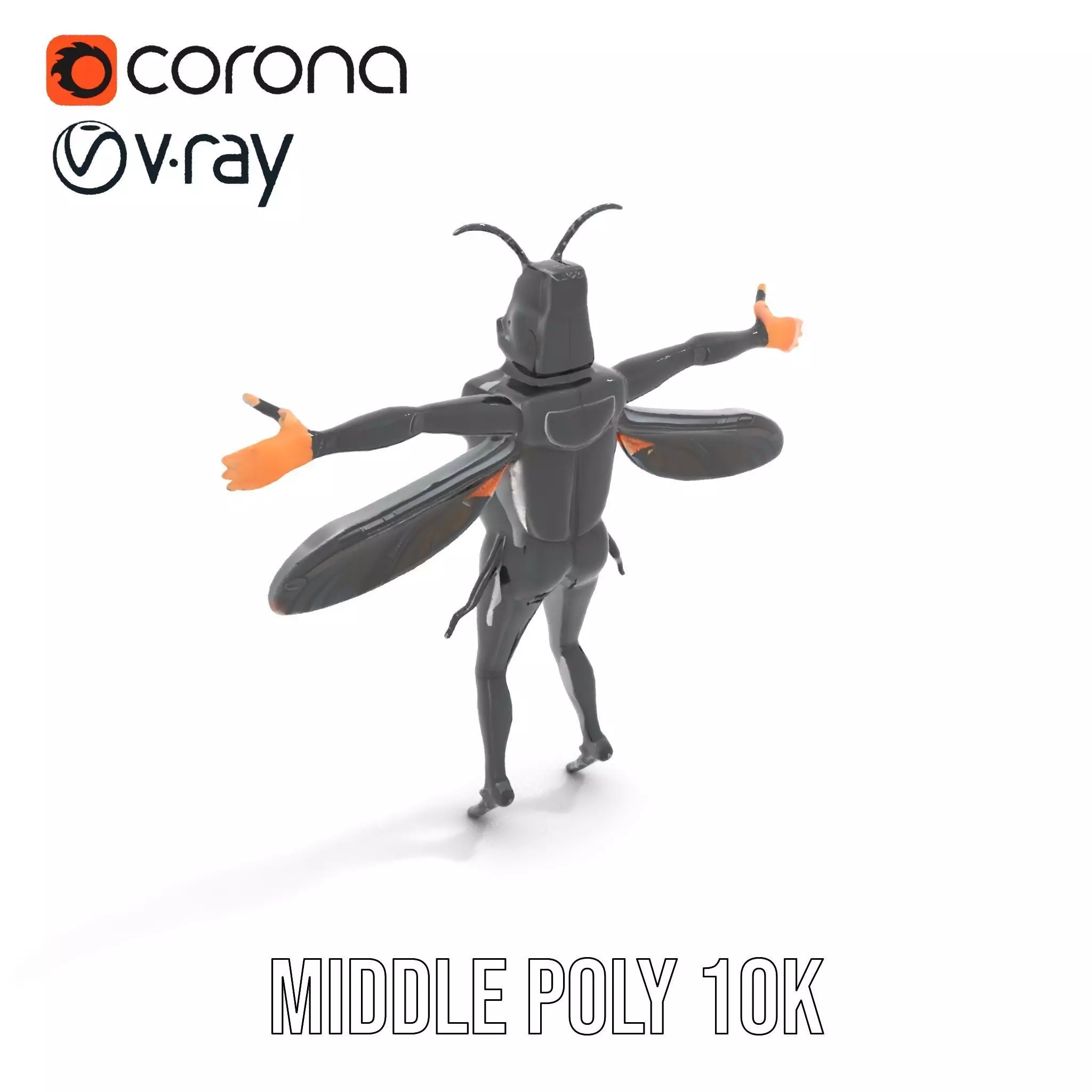 Insectoid Warrior Black model pack Low-poly 3D model_6