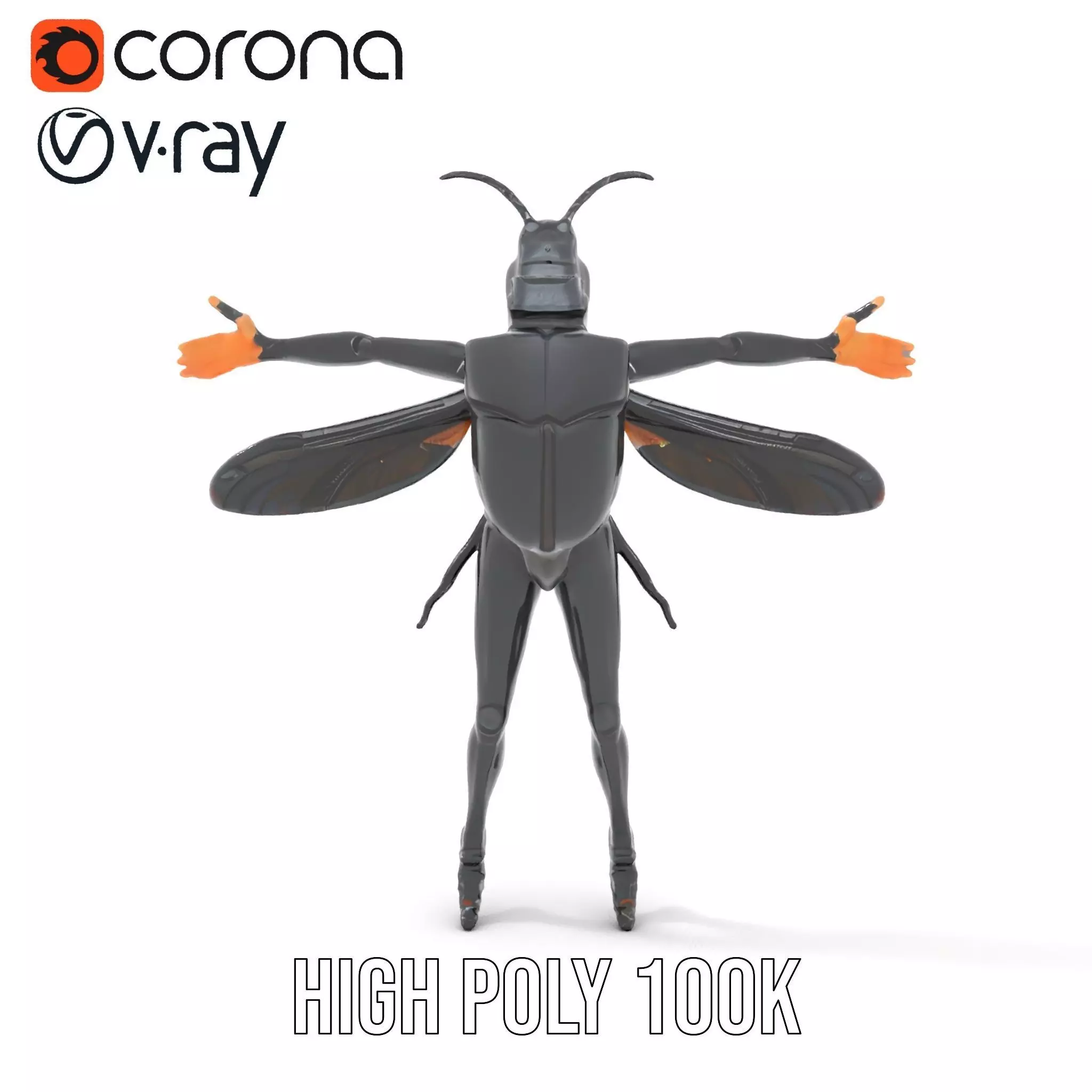 Insectoid Warrior Black model pack Low-poly 3D model_15
