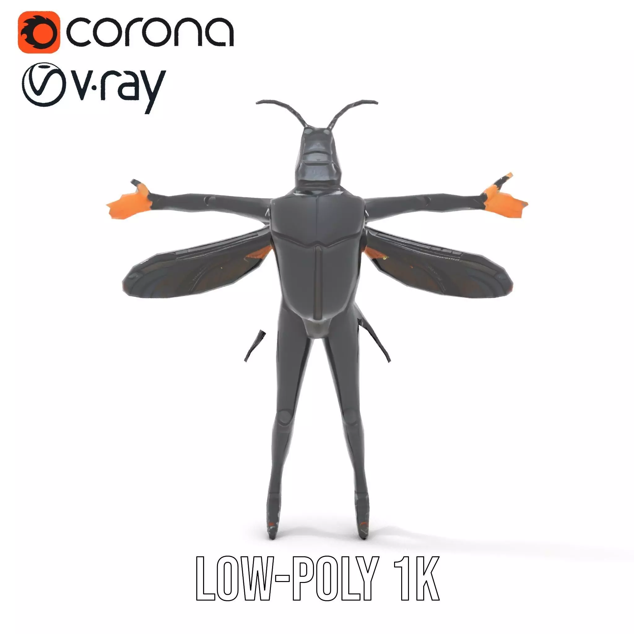 Insectoid Warrior Black model pack Low-poly 3D model_23