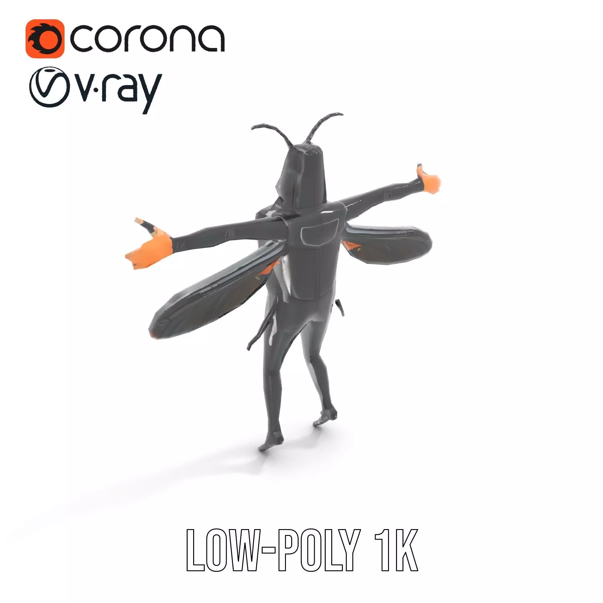 Insectoid Warrior Black model pack Low-poly 3D model_9